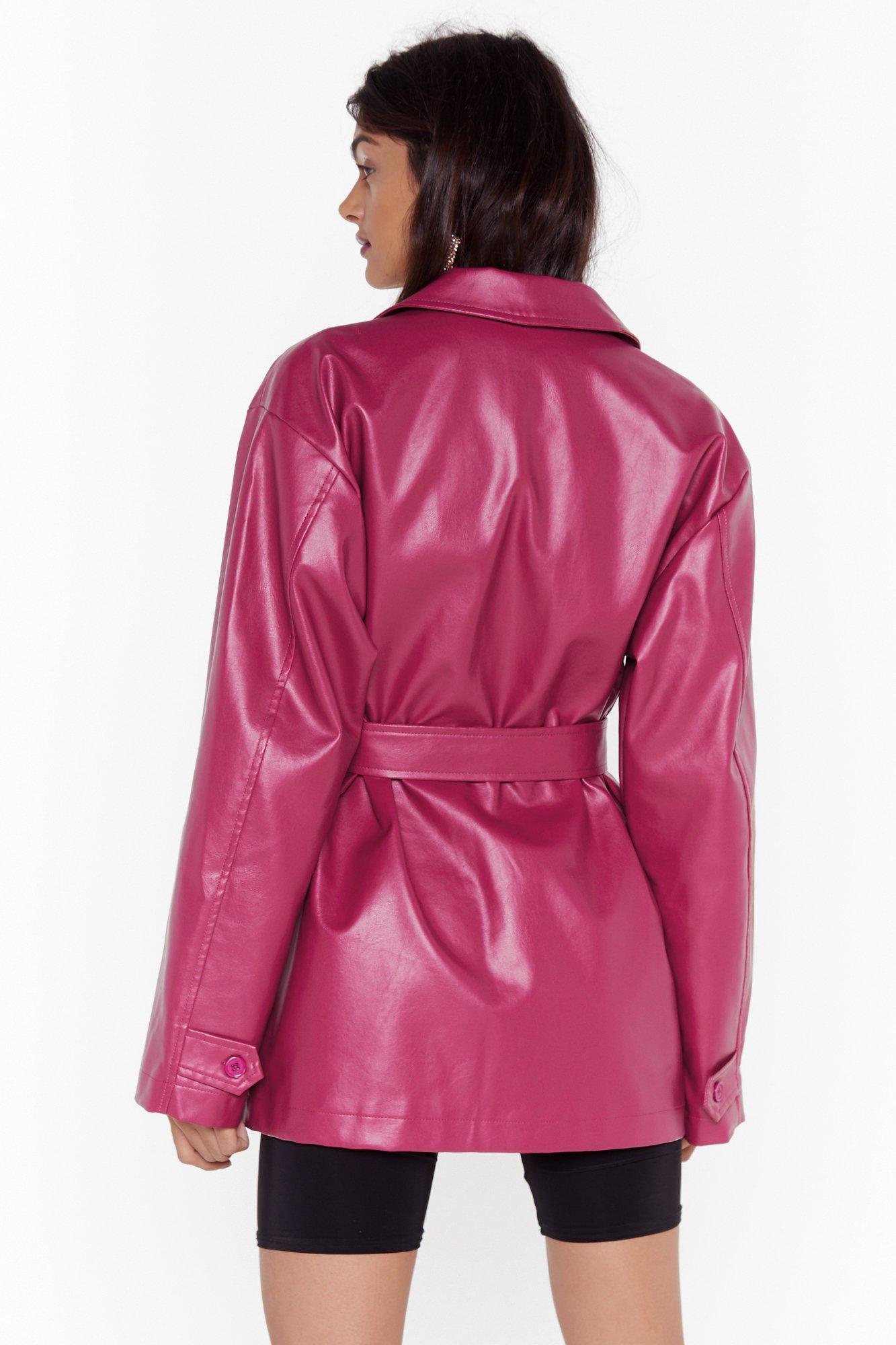 longing for you faux leather belted jacket