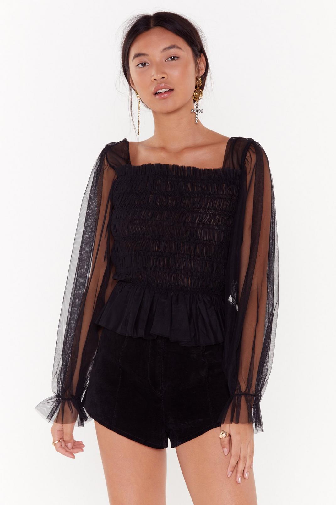Clean Up Your Own Mesh Shirred Blouse | Nasty Gal