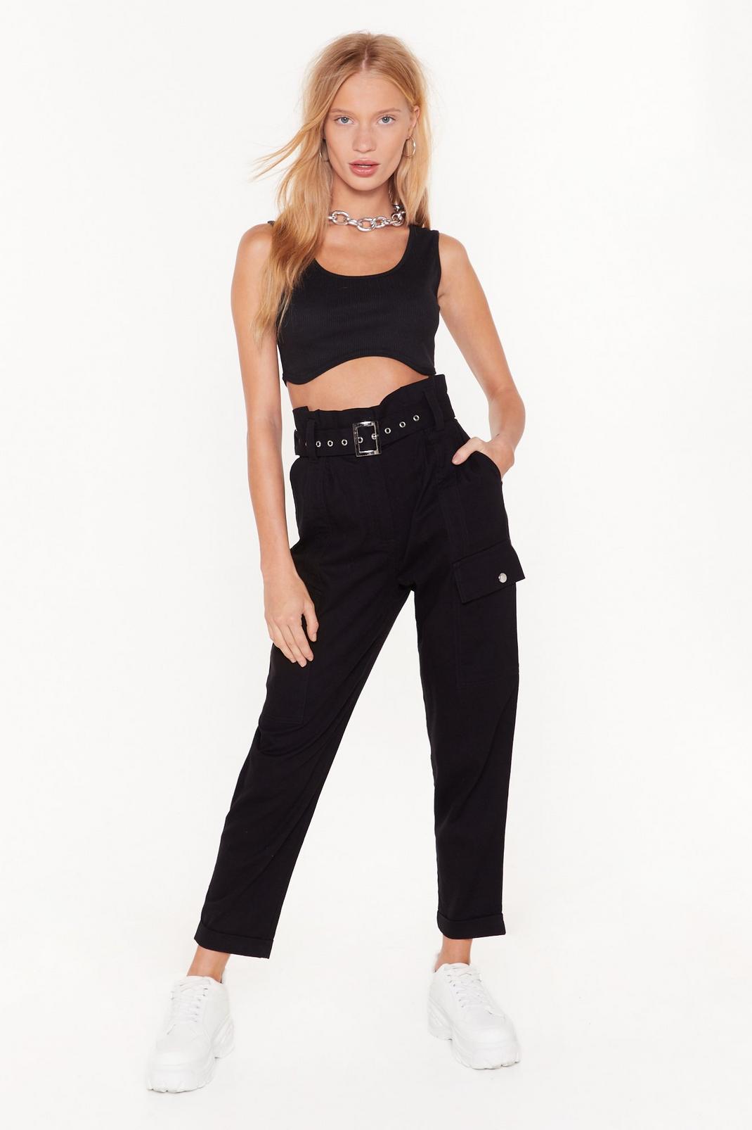 Cargo For It High-Waisted Belted Pants image number 1