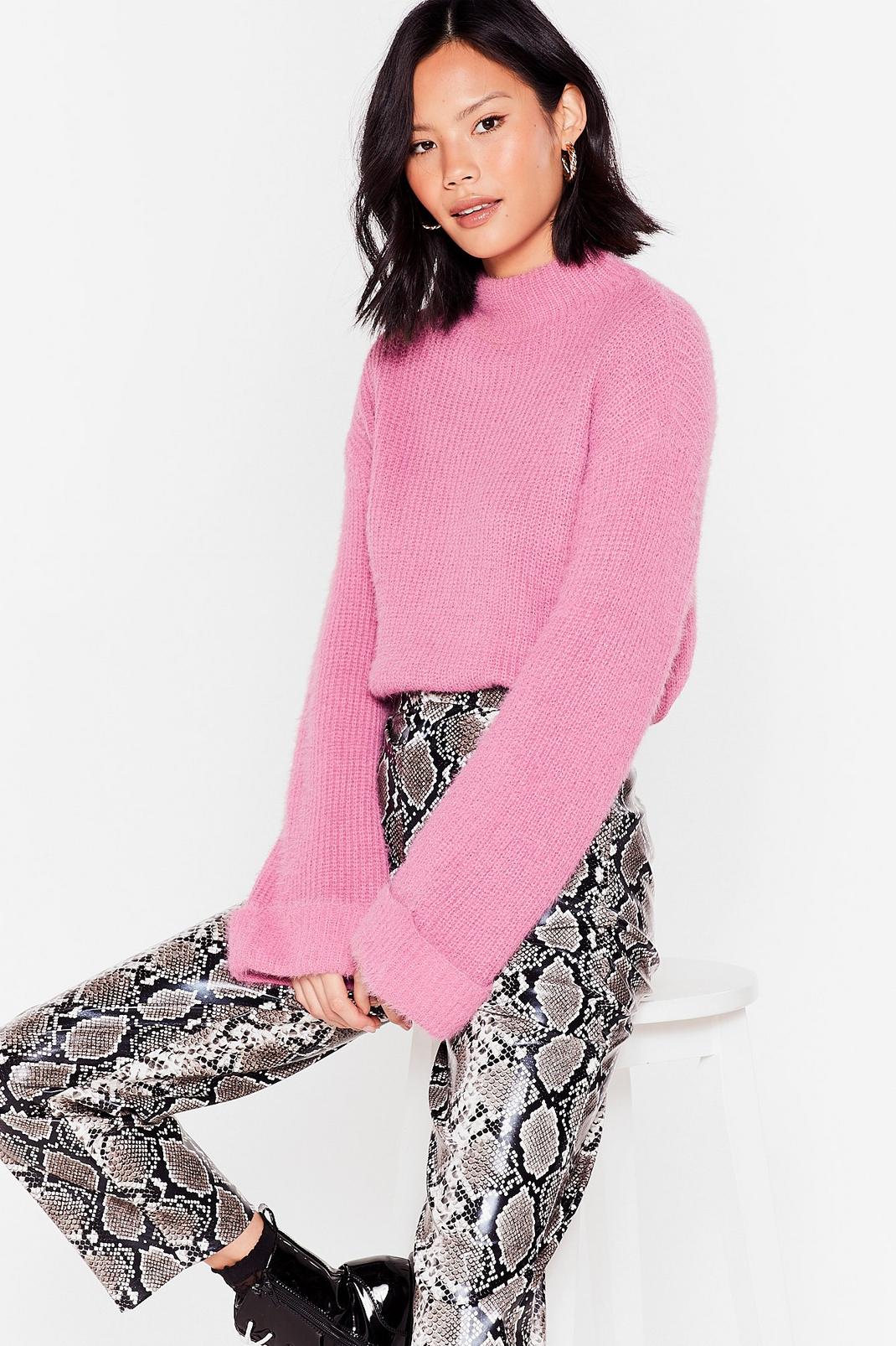 Rose pink Cosy Fluffy Knit Sweater image number 1