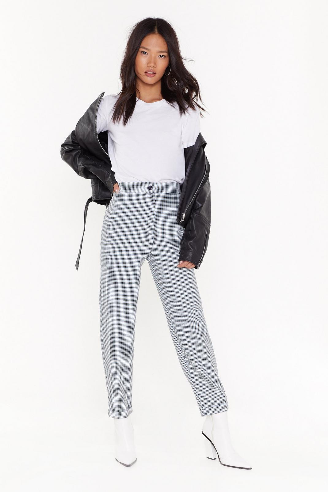 High Waisted Check Tapered Pants image number 1