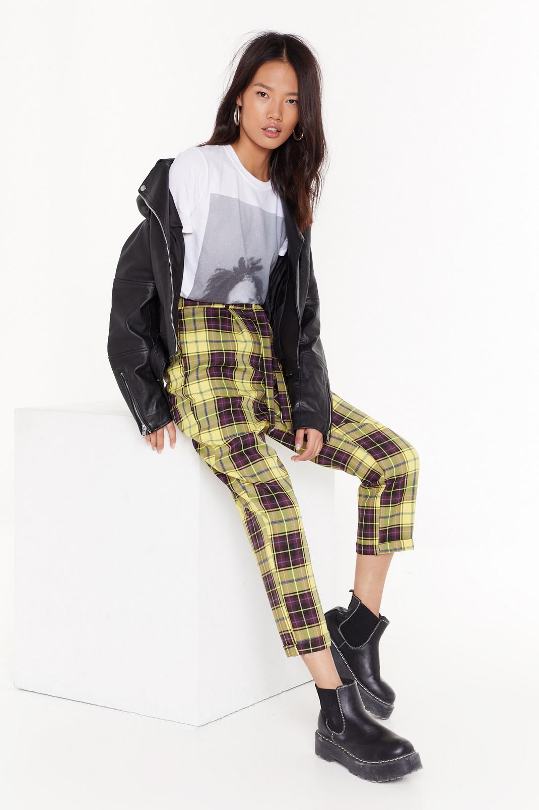 Plaid Our Cards Right Belted Check Pants image number 1