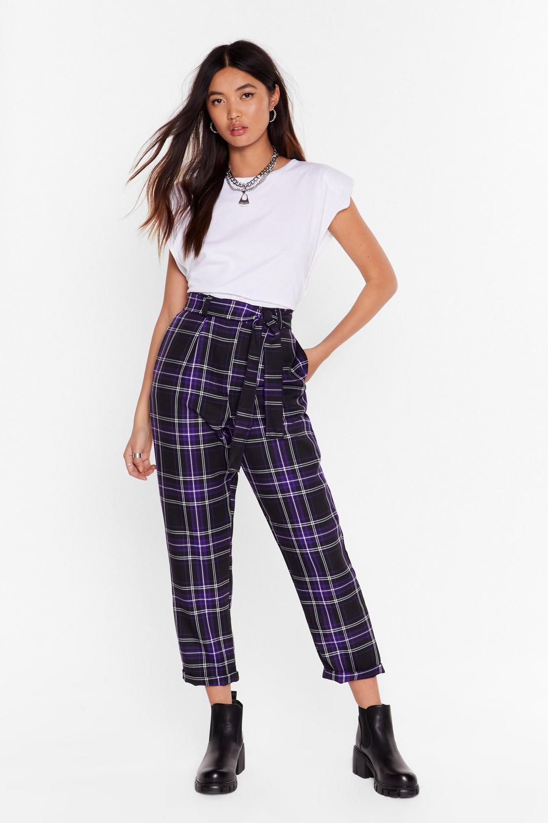 Purple Always Checking You Out High-Waisted Tapered Pants image number 1