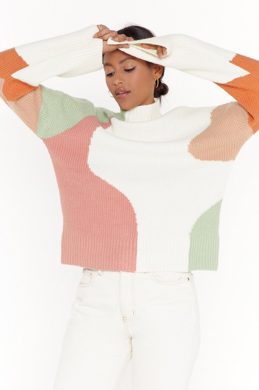 mix colour patch knitted jumper image number 1