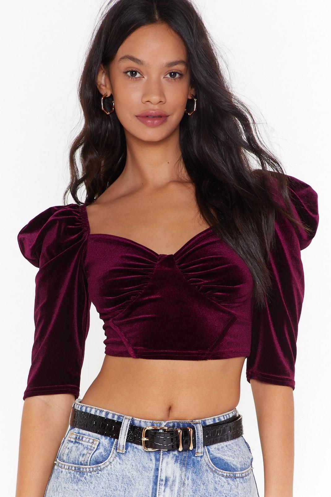 Tempted to Touch Velvet Cropped Blouse image number 1