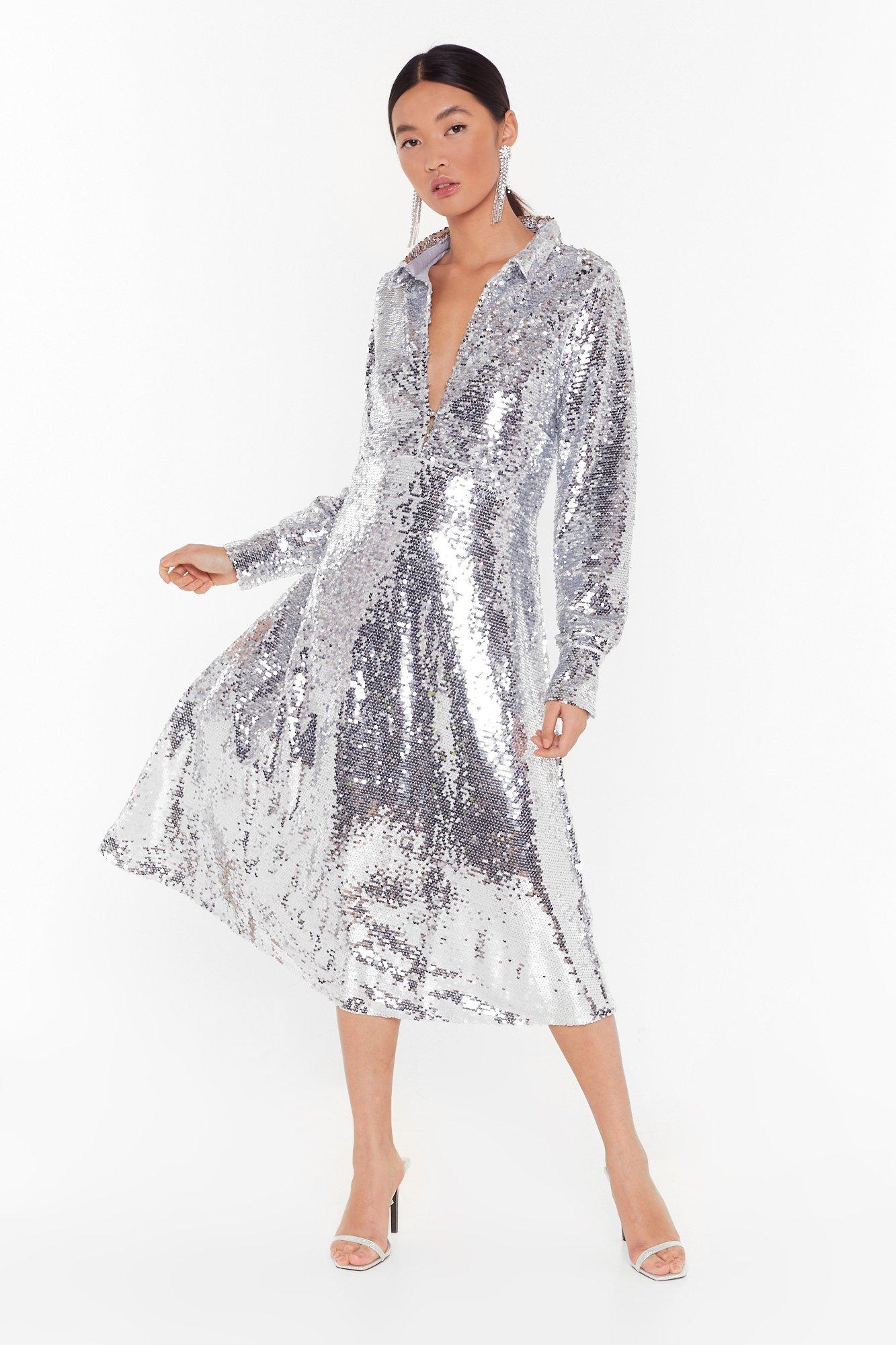 sequin shirt dress