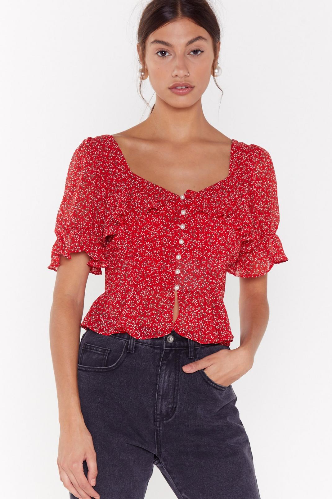 That's Flower Girl Floral Cropped Blouse image number 1