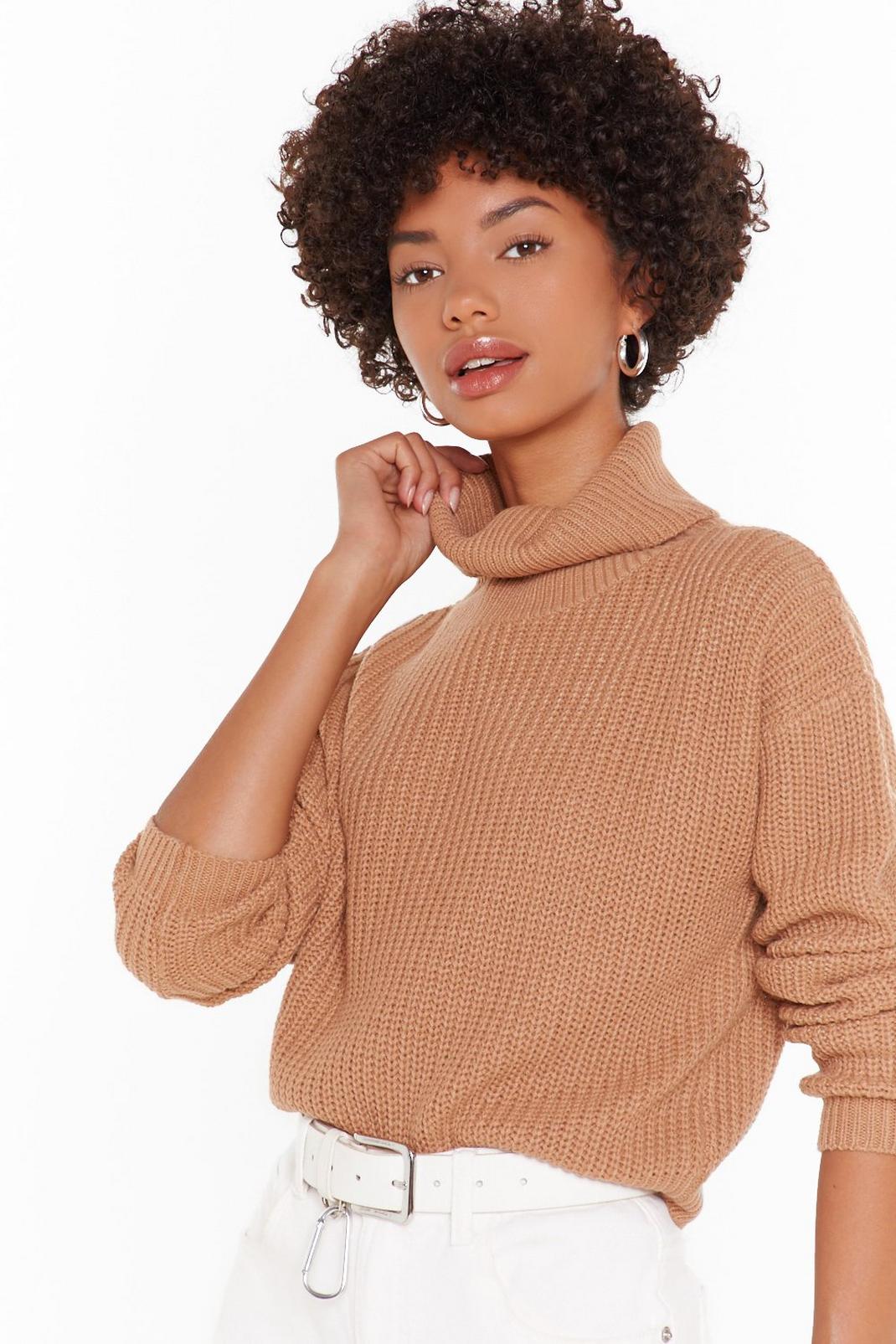 180 Ribbed Knit Turtleneck Cropped Sweater image number 2