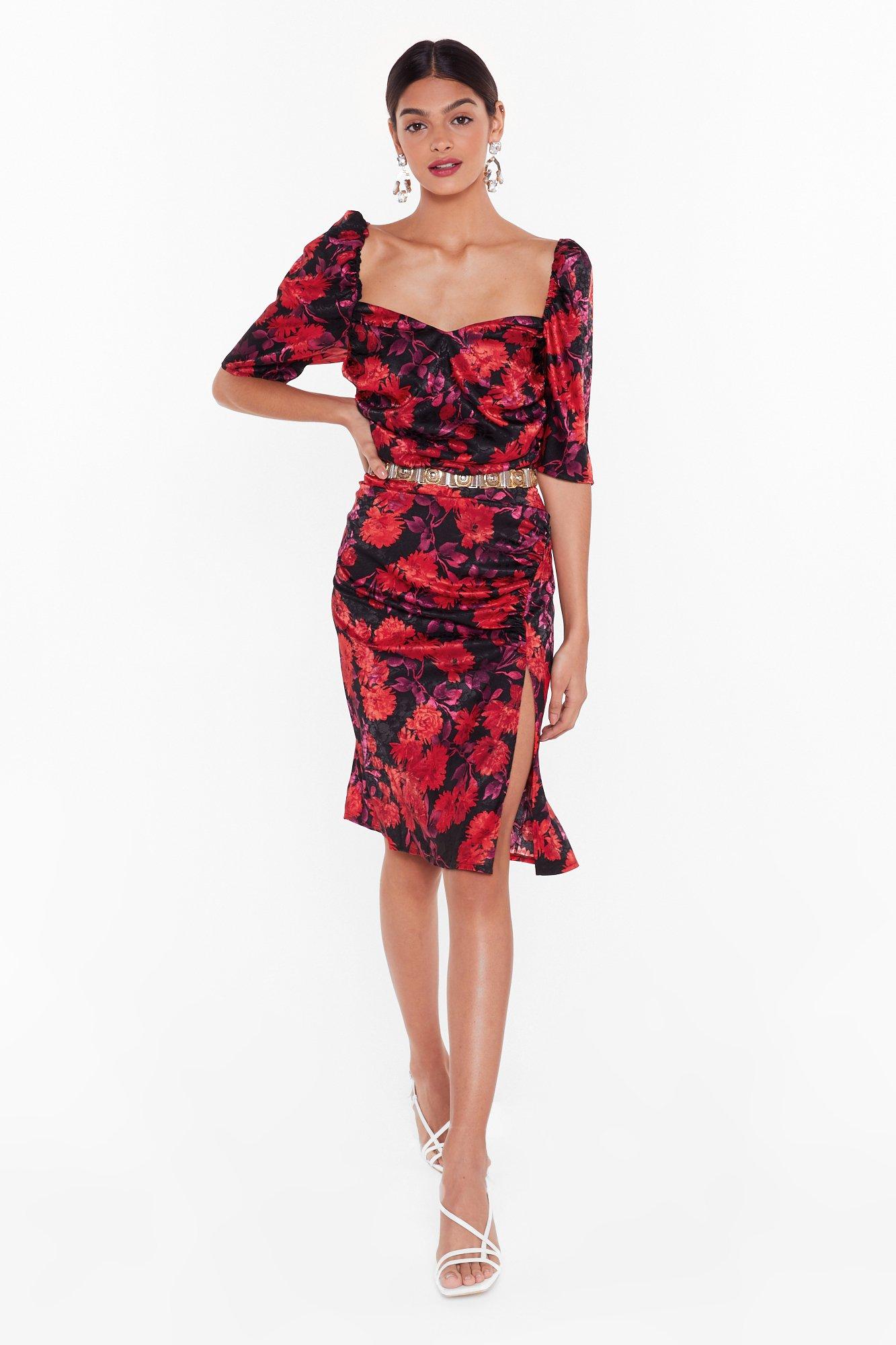 satin dress floral