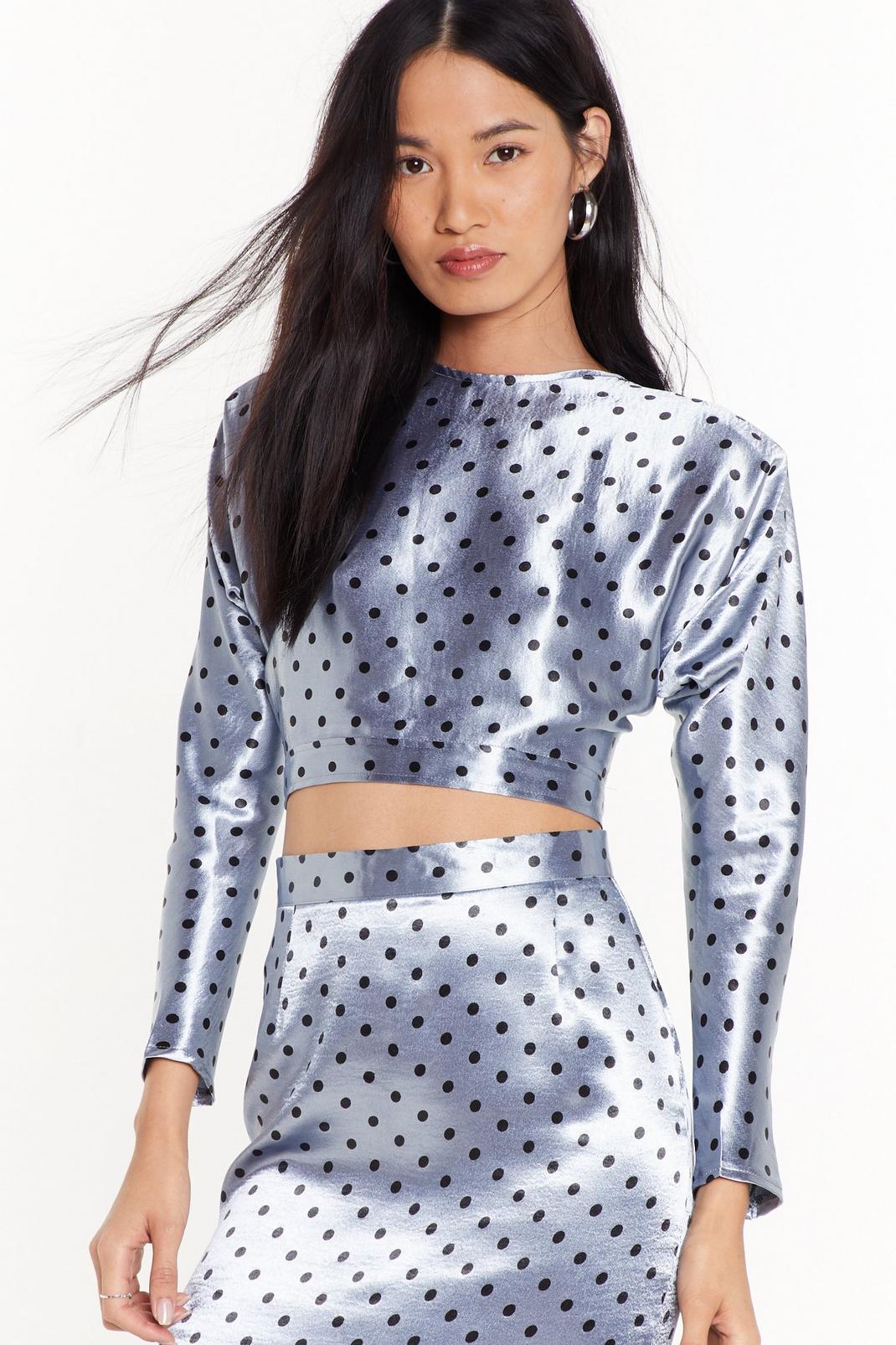 You're Lookin' Dot Satin Cropped Blouse image number 1