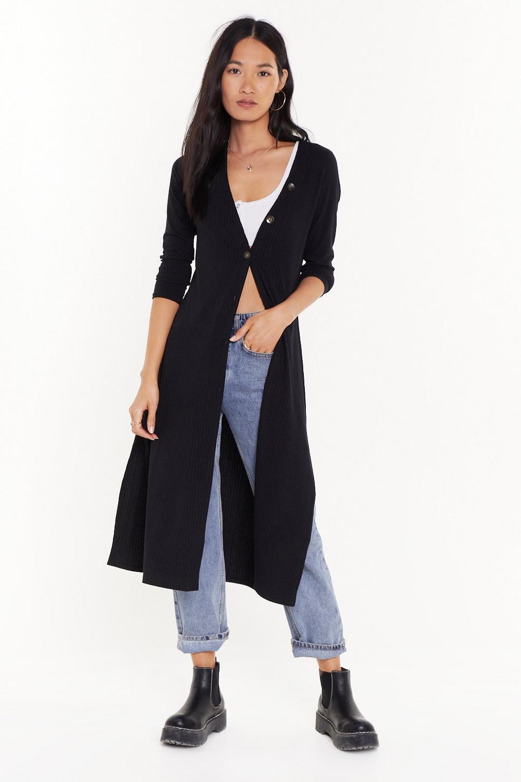 Love You Longline Ribbed Knit Cardigan image number 1