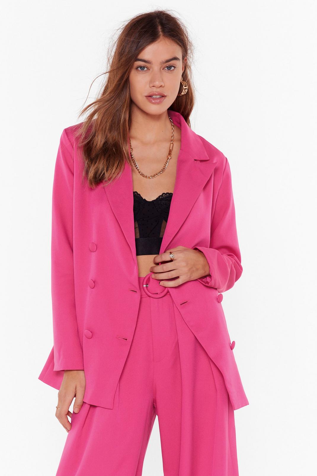 Blazer oversize à double boutonnage Who Run The World, Hot pink image number 1