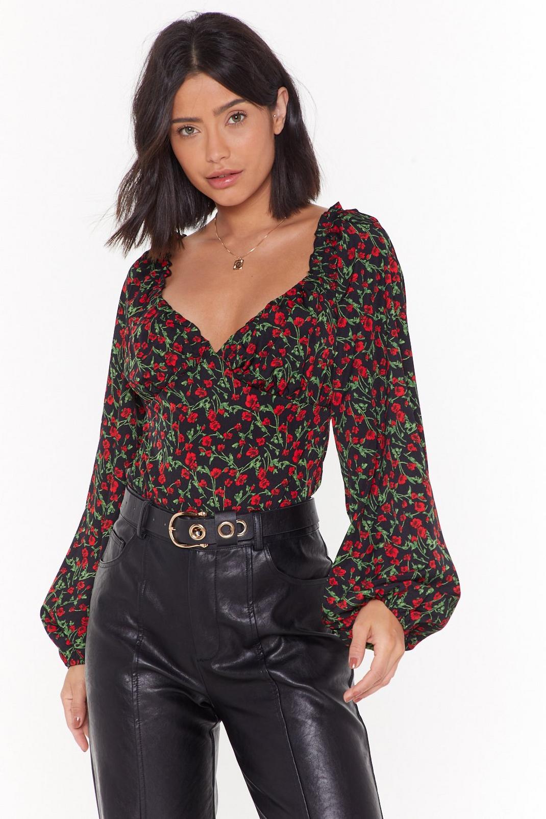 Disty rose print cupped bodysuit image number 1