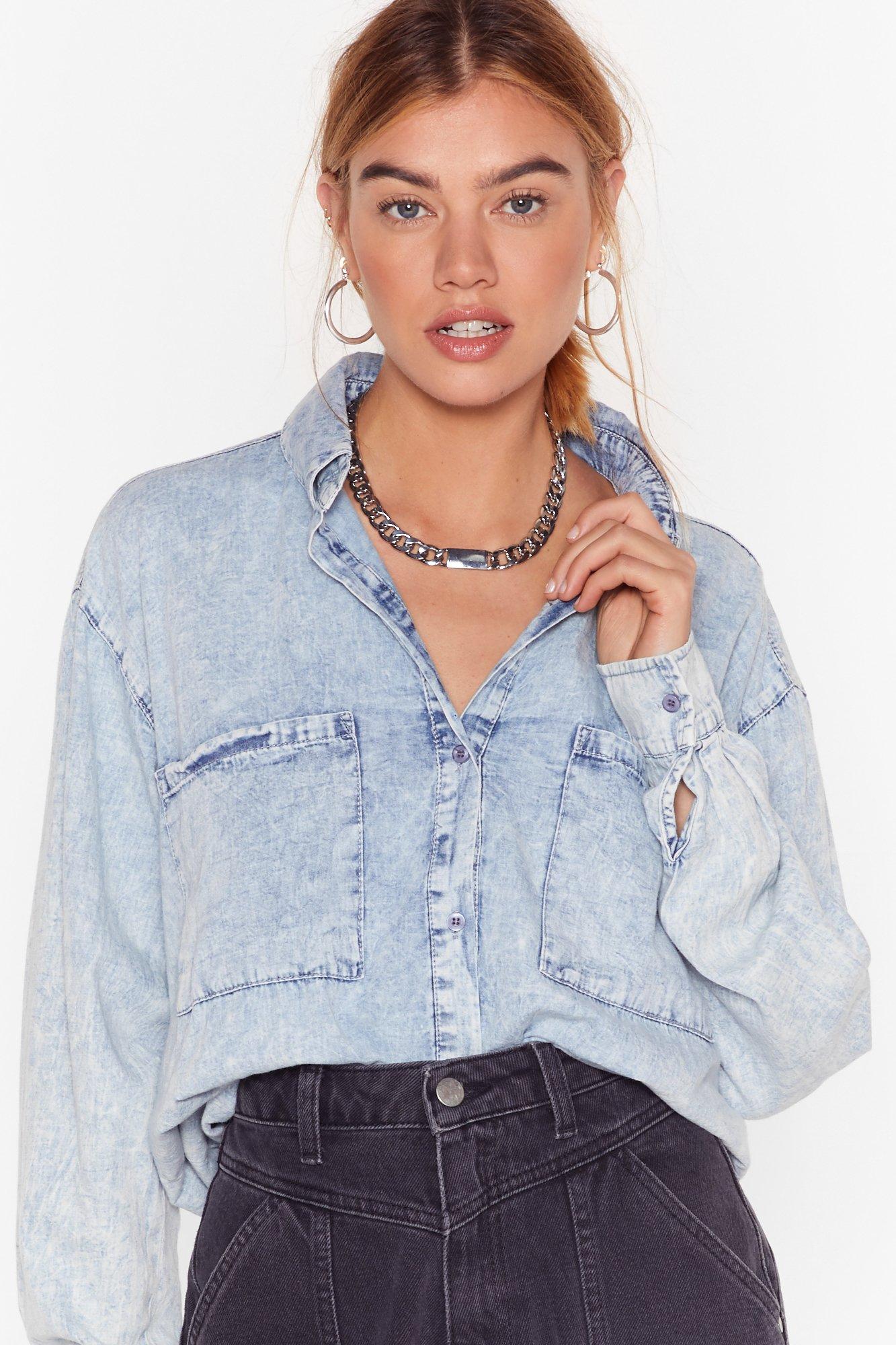 acid wash denim shirt
