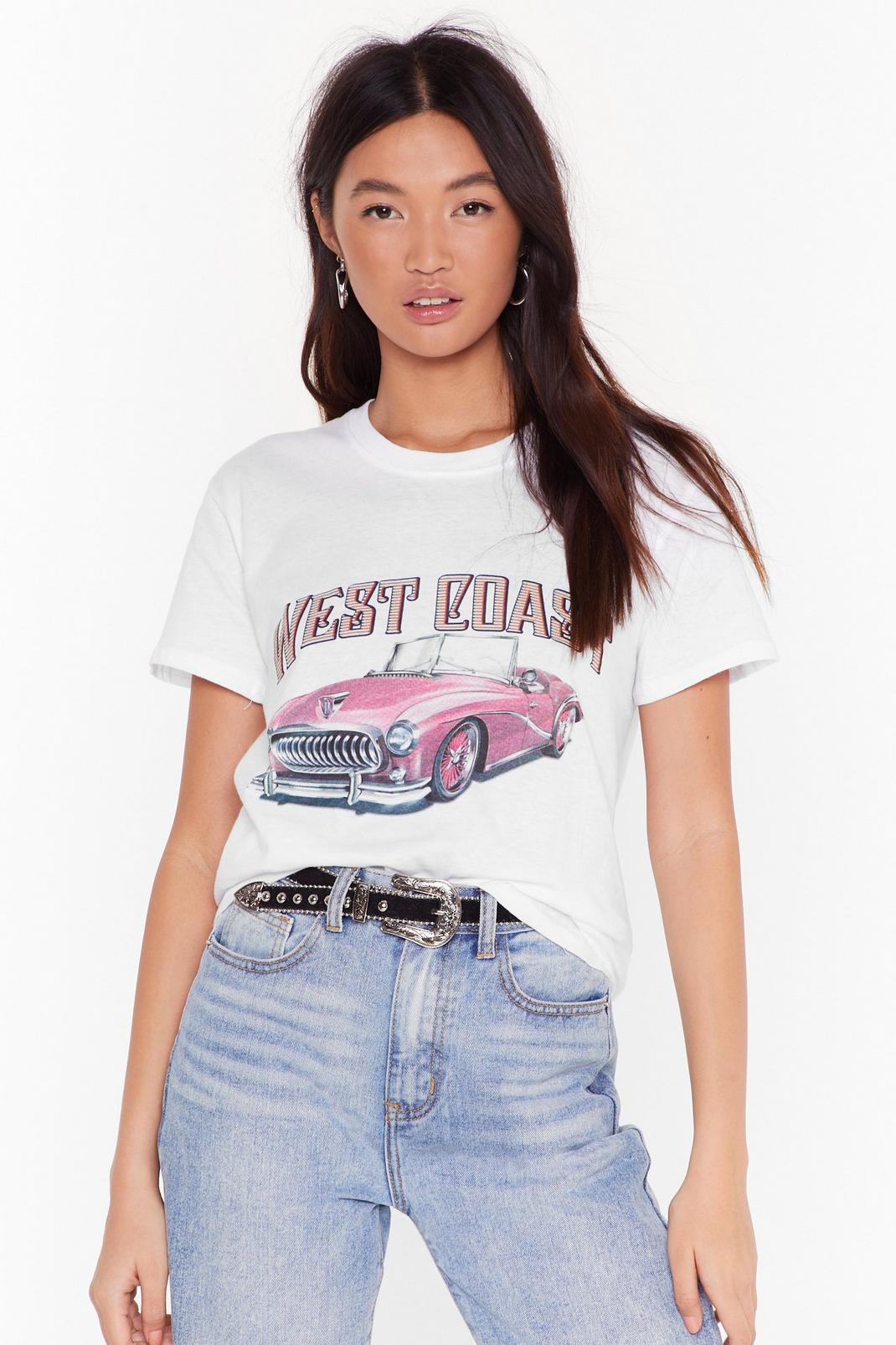 T-shirt ample à impression voiture et slogan West Coast image number 1
