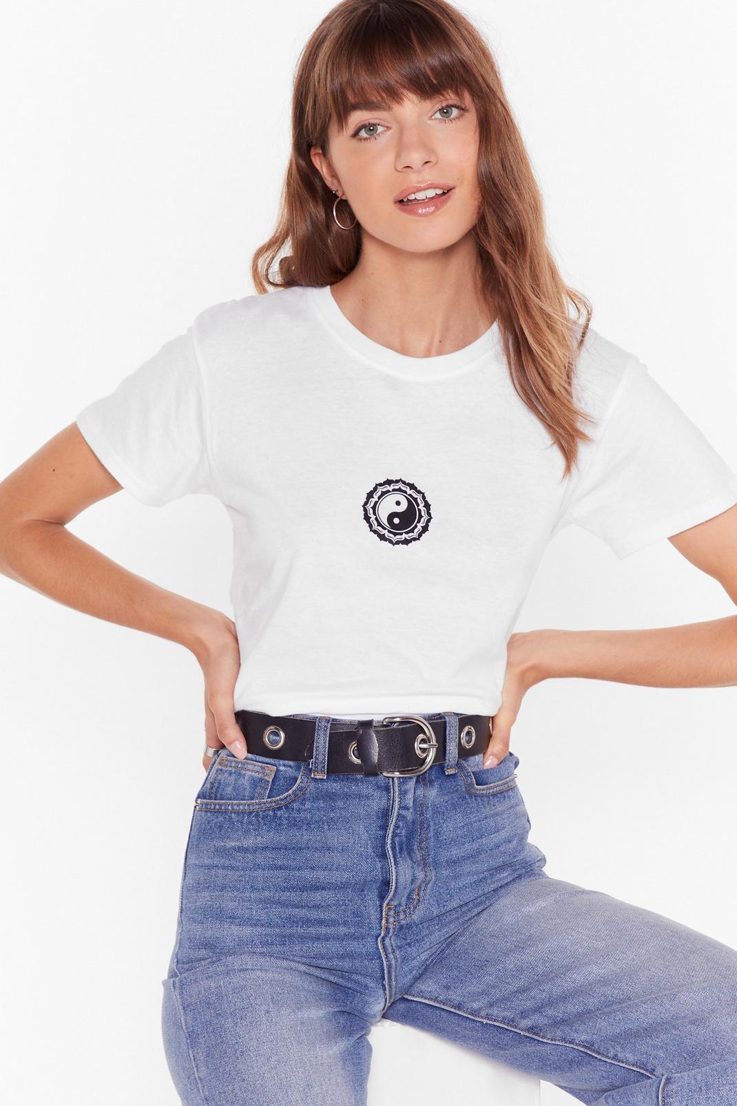 T-shirt à col ras du cou à impression ying yang image number 1