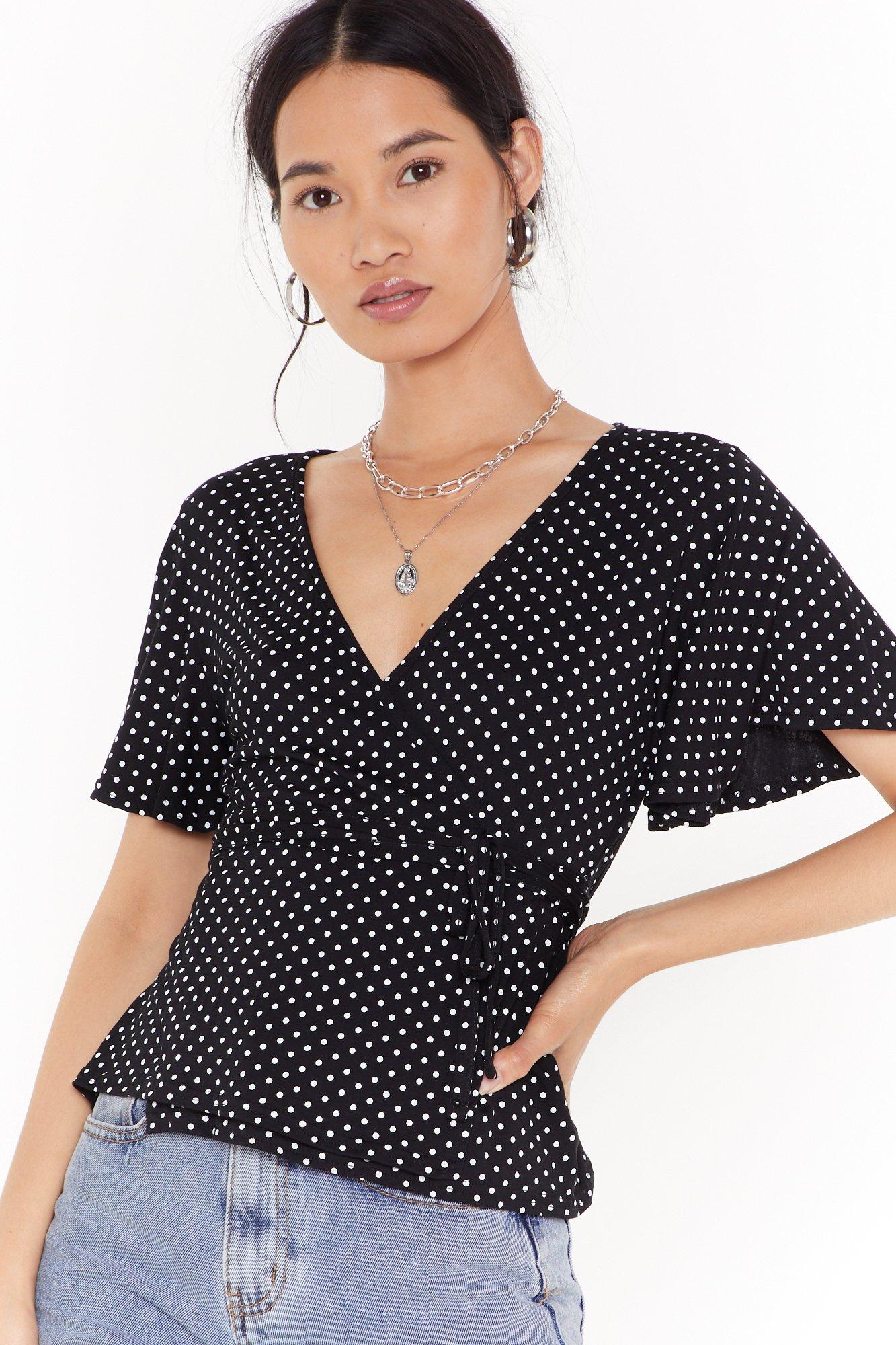 spotty wrap blouse