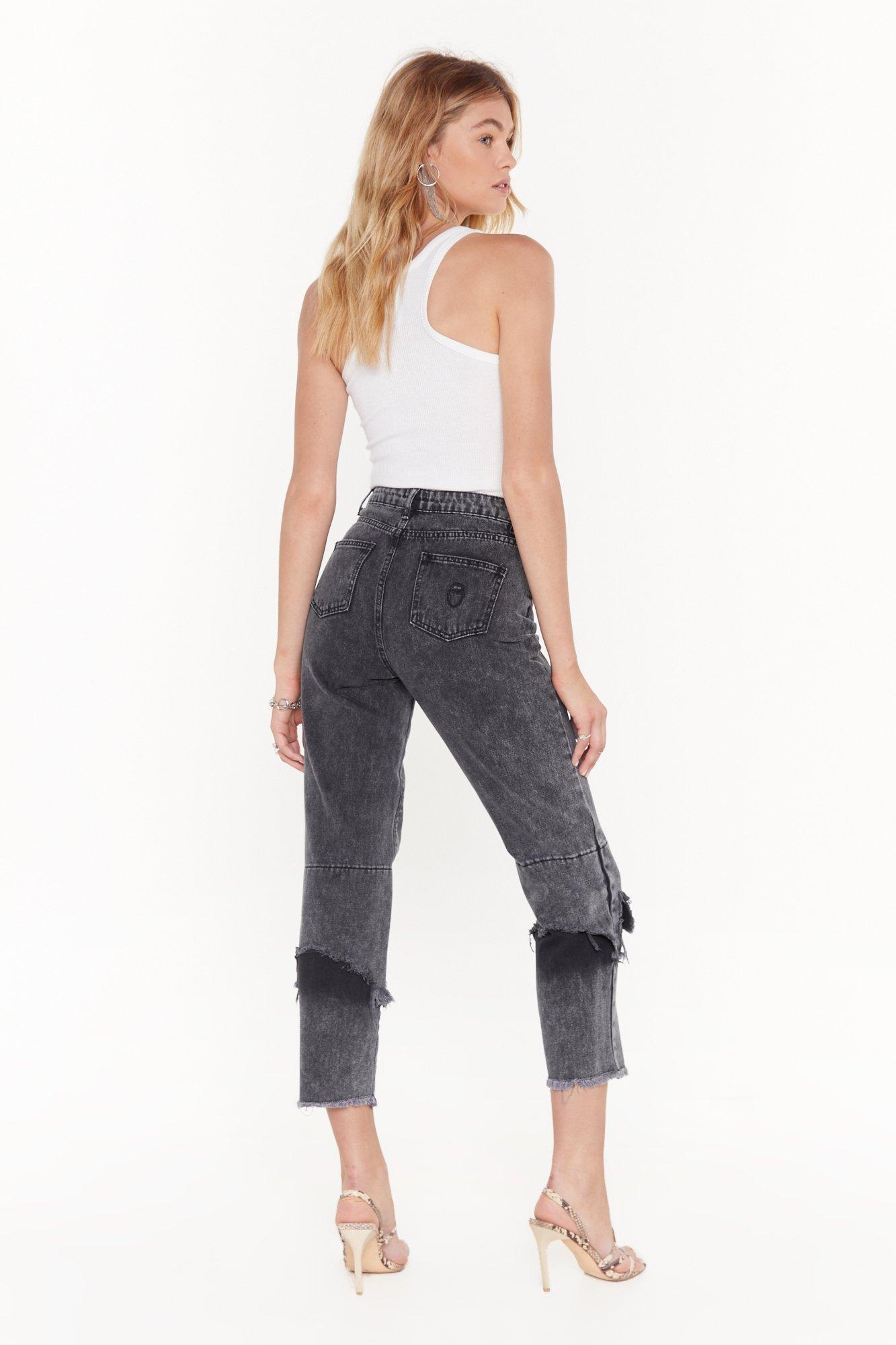 black cropped mom jeans