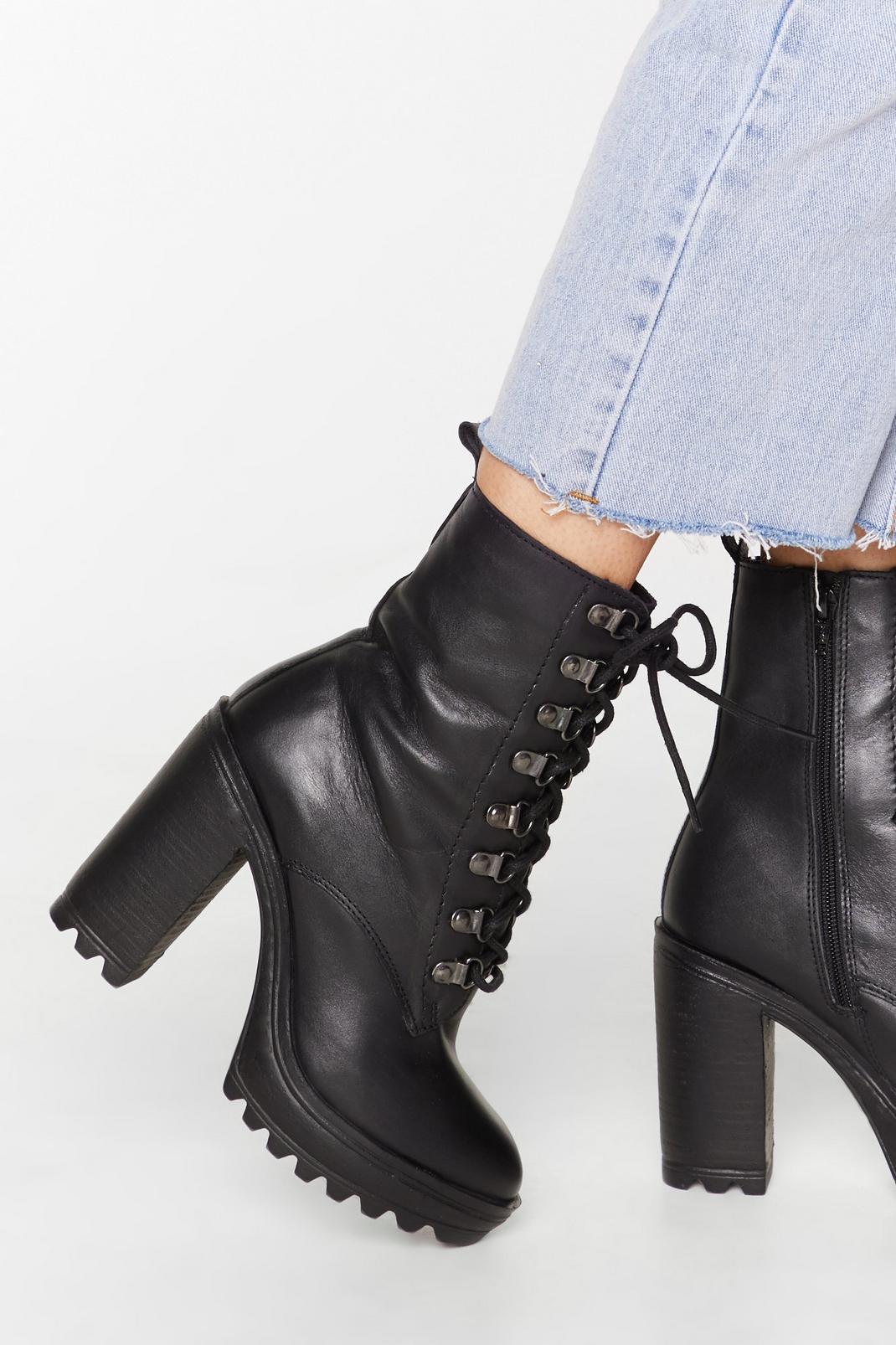 You Can't D-ring Me Down Leather Heeled Boots image number 1