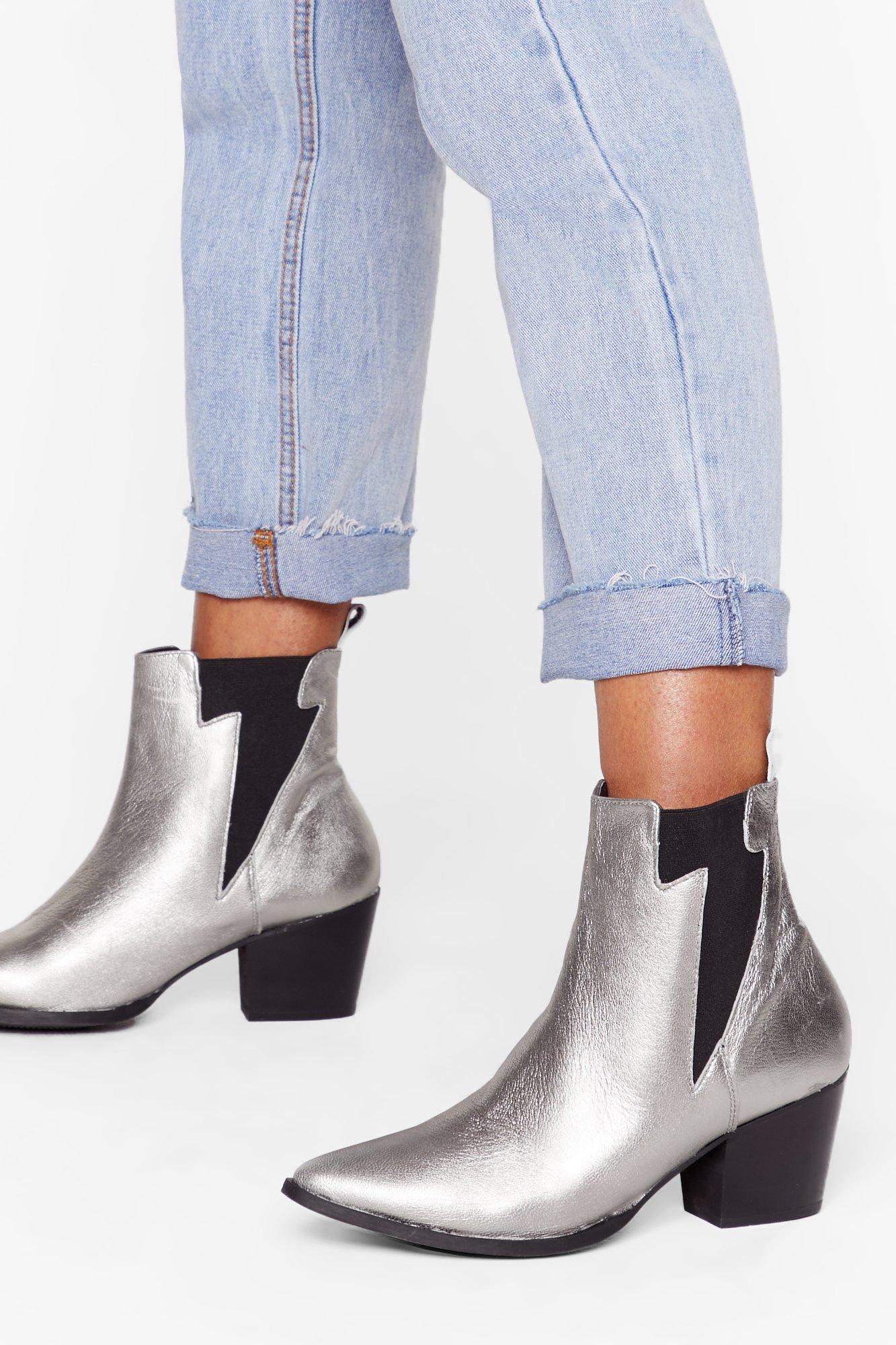 metallic chelsea boot