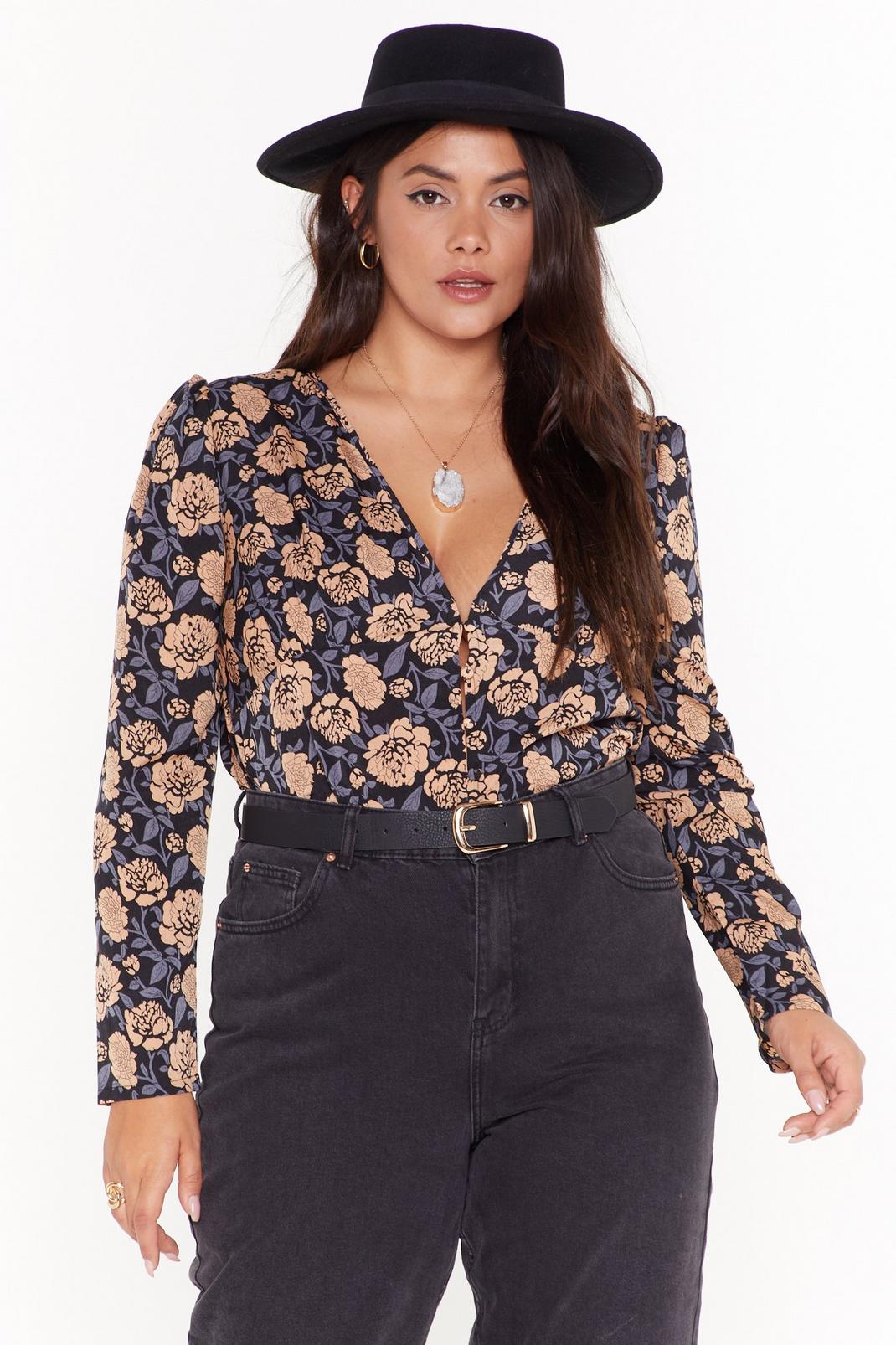 Nothing Bud Flowers Plus Floral Button-Down Blouse image number 1