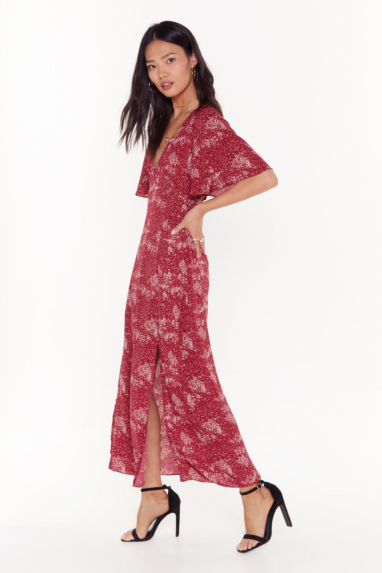 Robe longue fendue fleurs Je veux t en mettre plein la vue