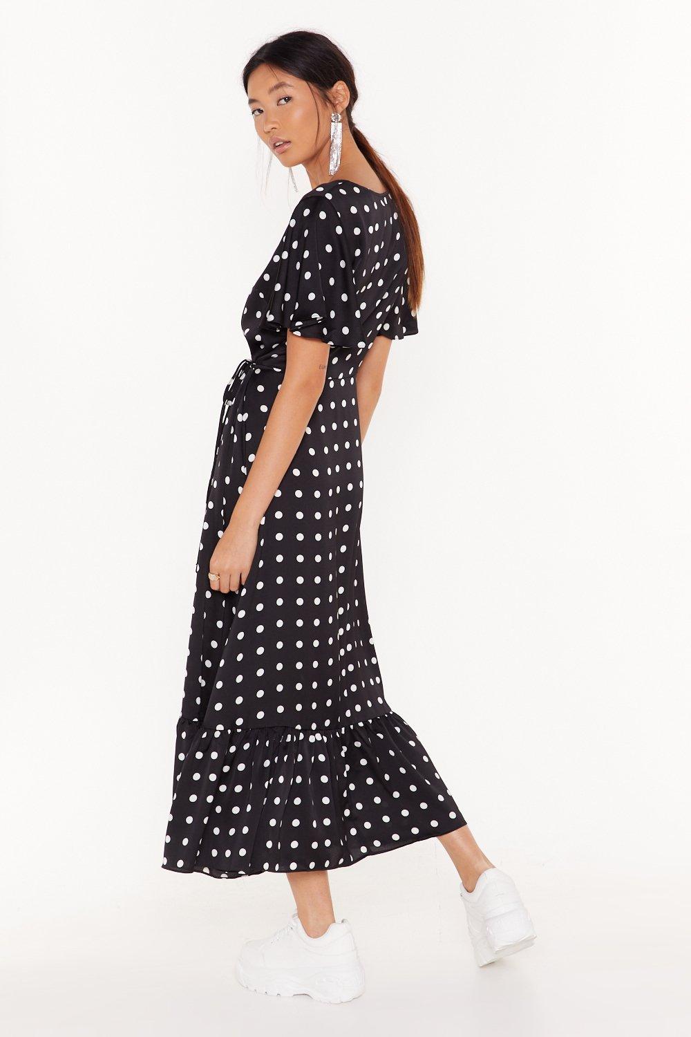 nasty gal black and white polka dot dress