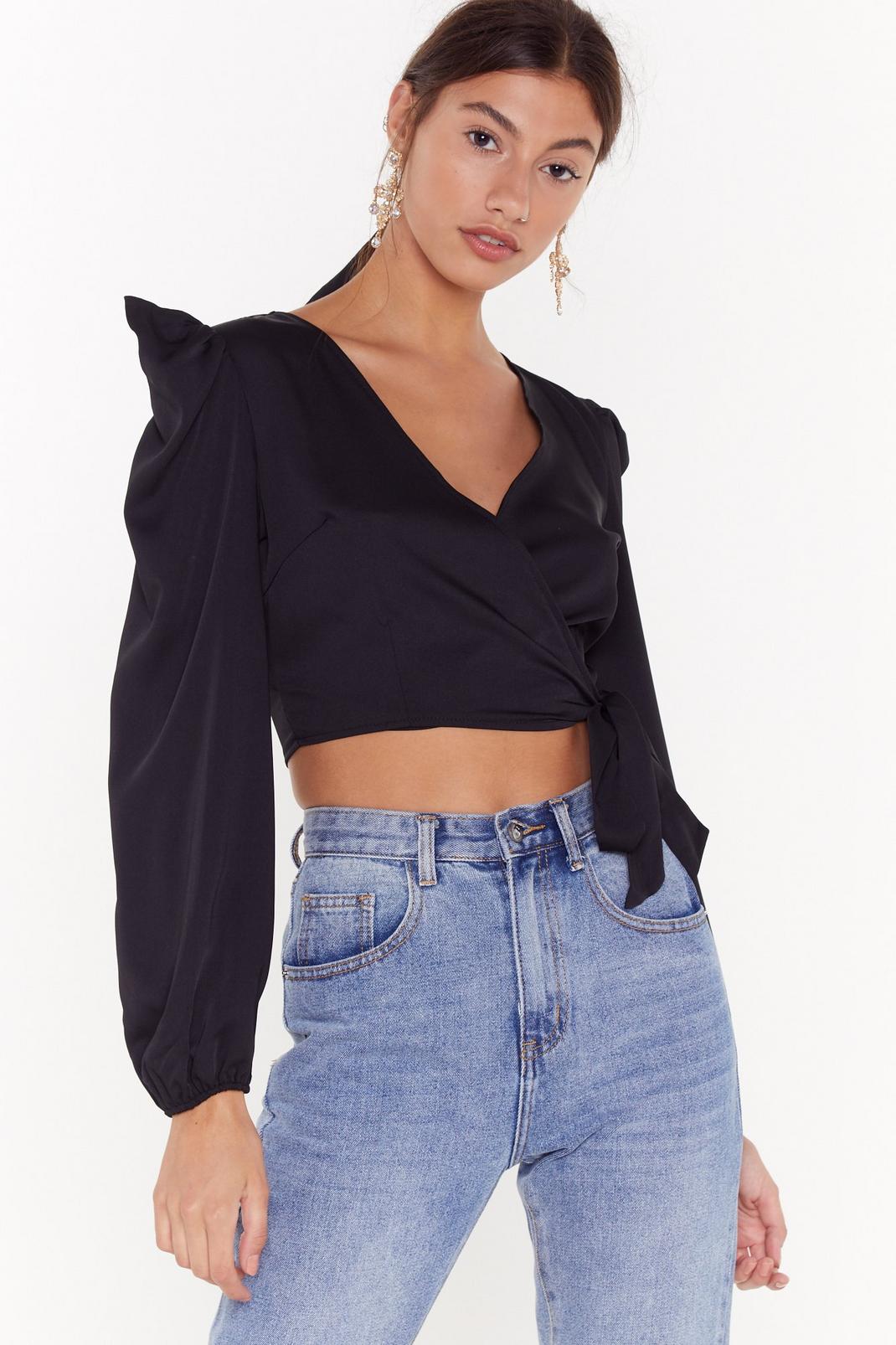 Power Stance Puff Shoulder Wrap Top image number 1