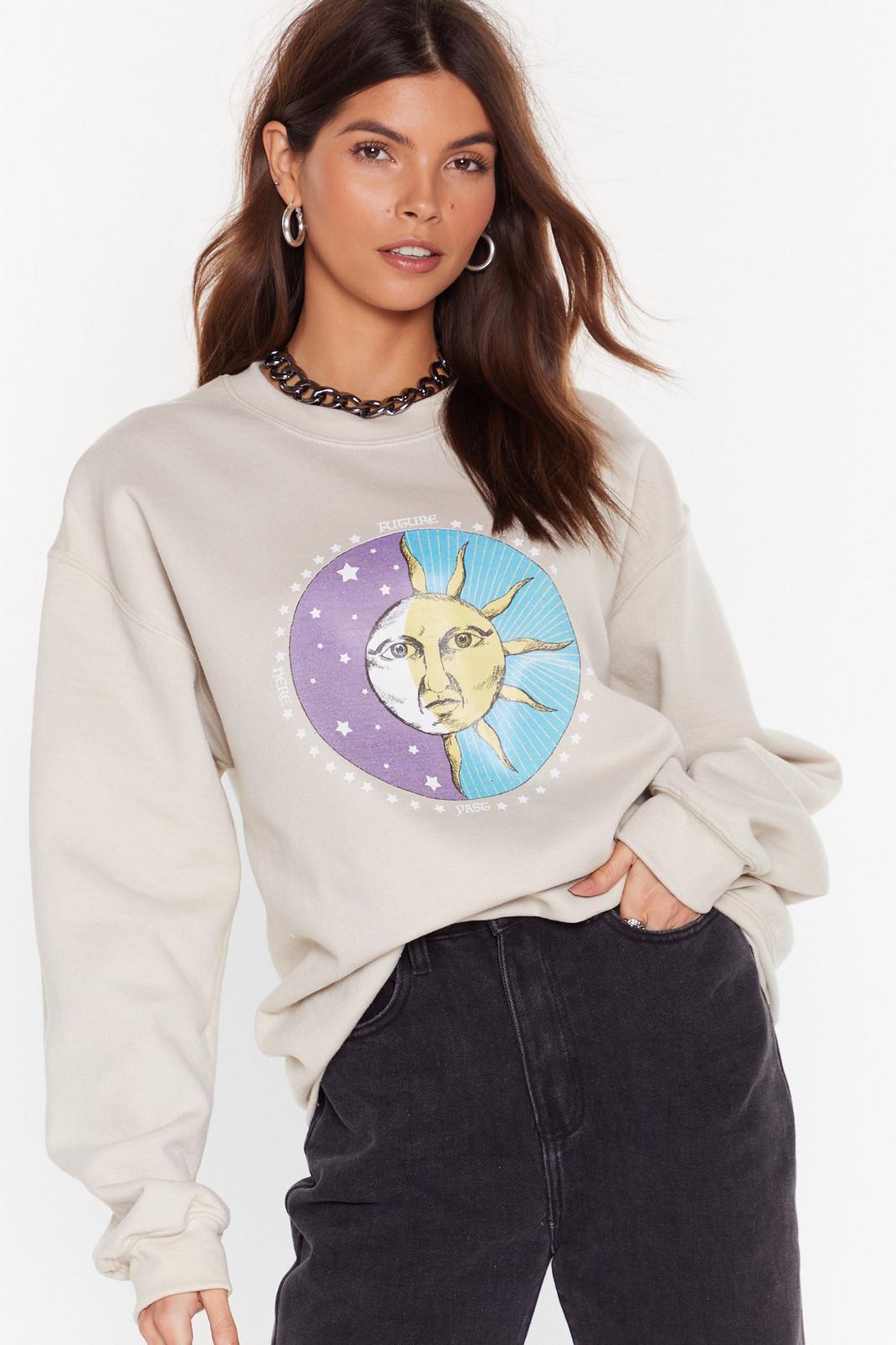 Sand Celestial Being Sun and Moon Graphic Sweatshirt image number 1