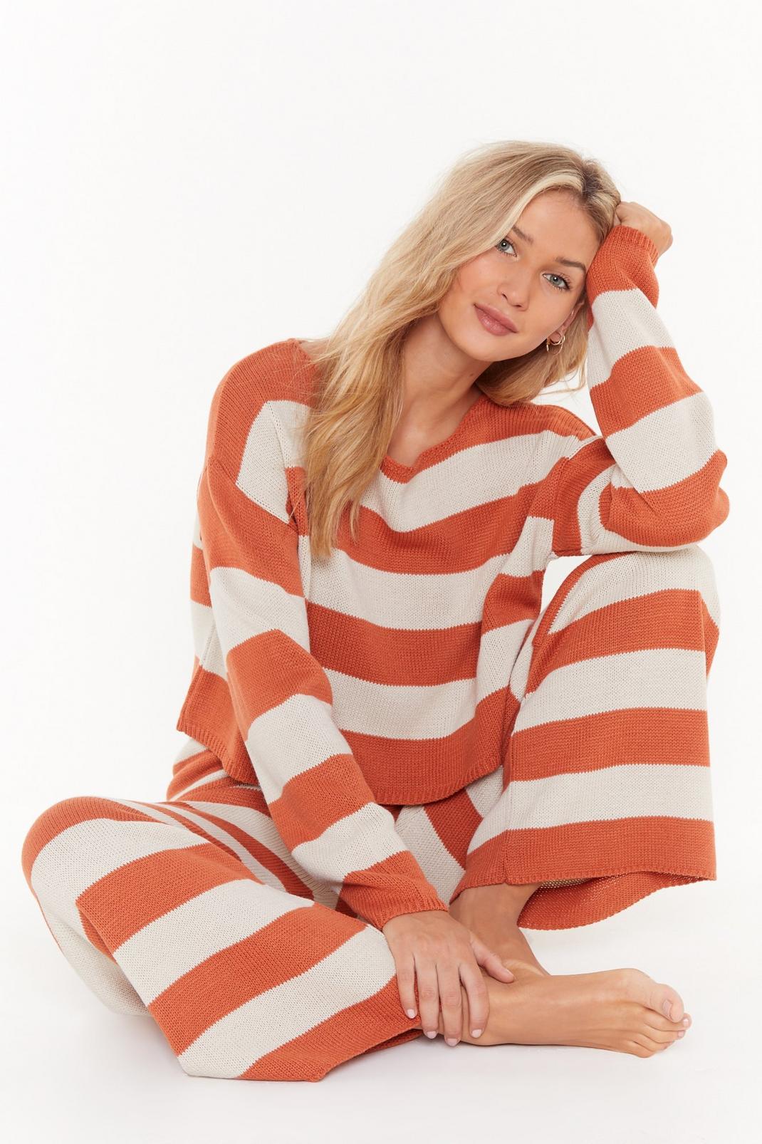 Escape Artist Striped Sweater and Pants Lounge Set image number 1