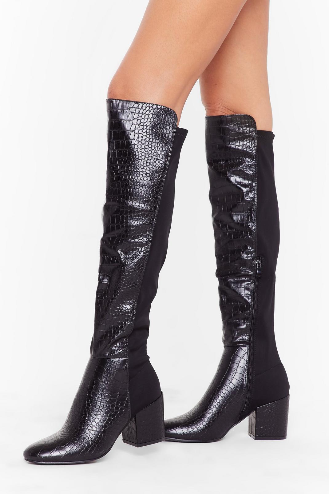 It's So Over-the-Knee Croc Heeled Boots image number 1