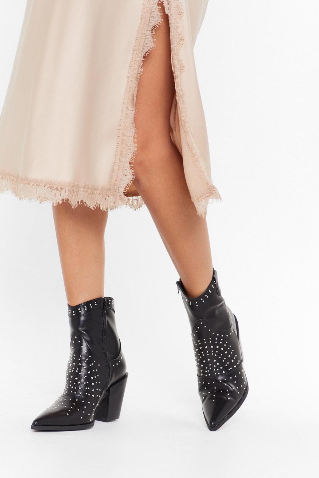 The Night Stud Still Faux Leather Ankle Boots image number 1