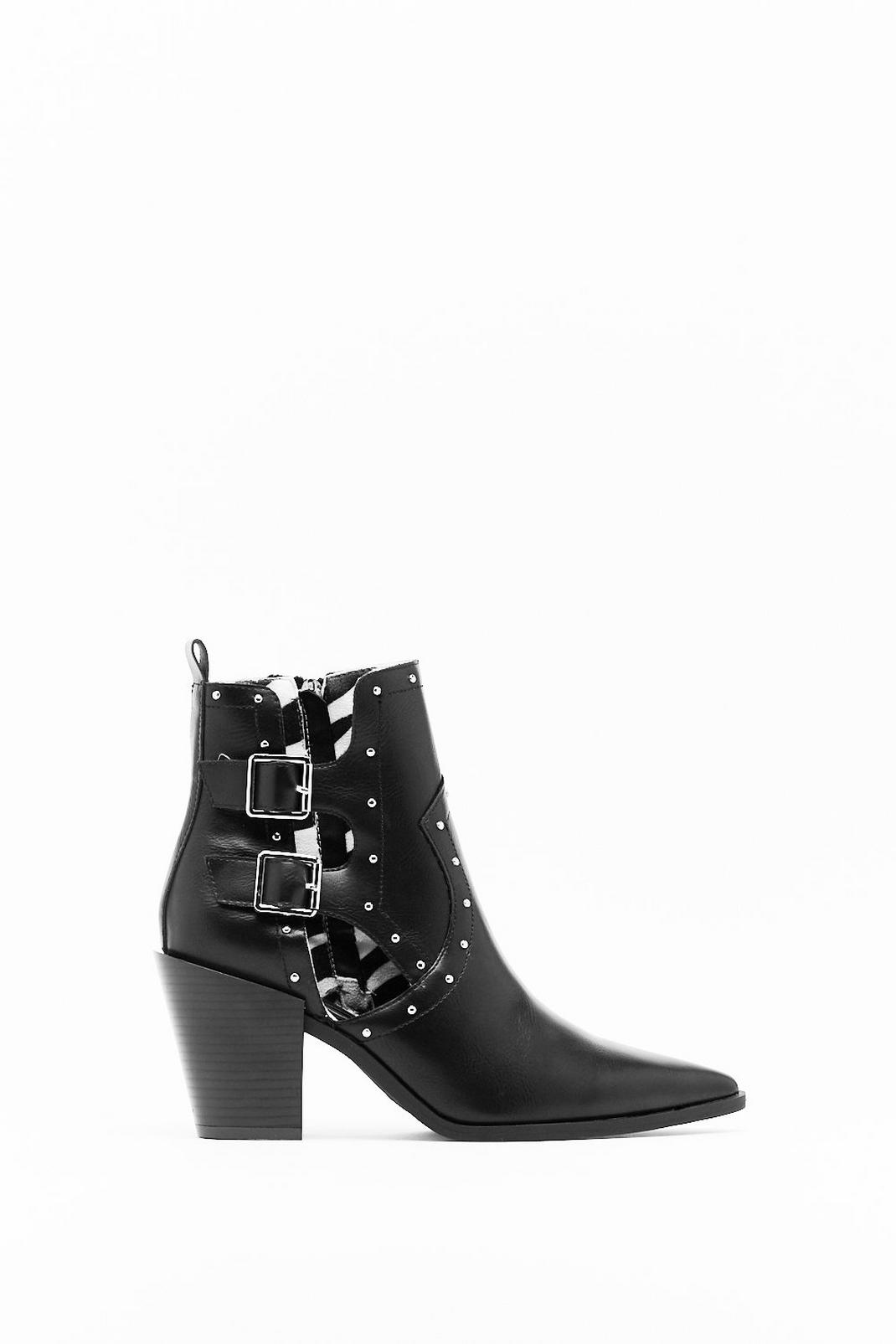 Cut-Out Them Off Faux Leather Western Boots image number 1