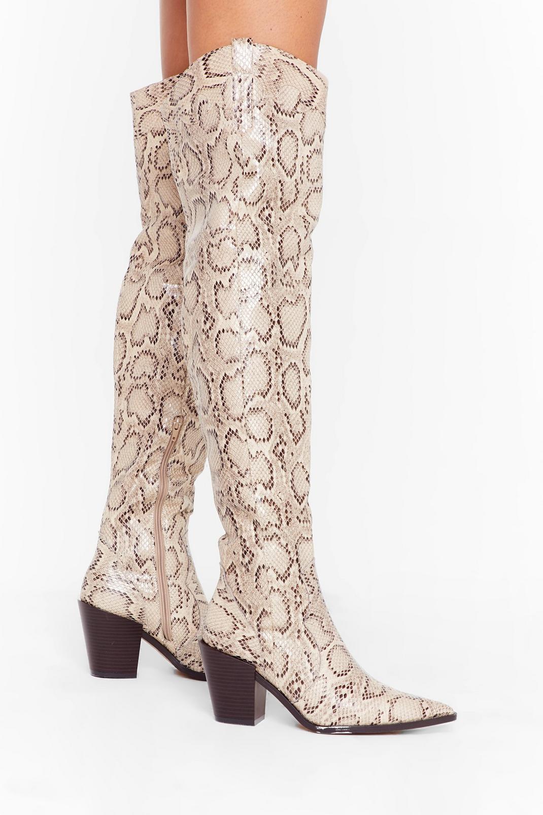 Snake It or Leave It Faux Leather Over-the-Knee Boots image number 1