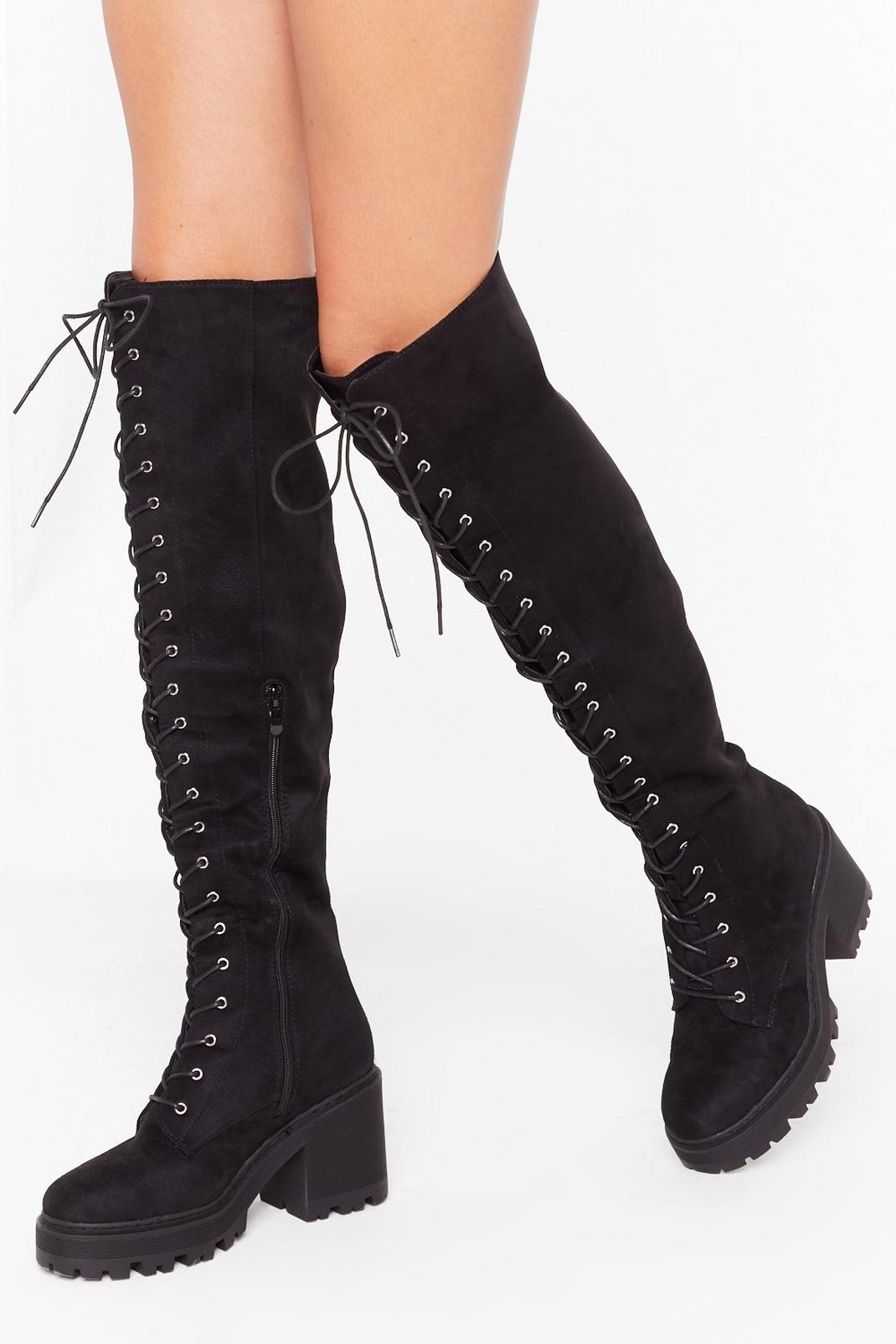 Cover Your Tracks Faux Suede Over-the-Knee Boots image number 1