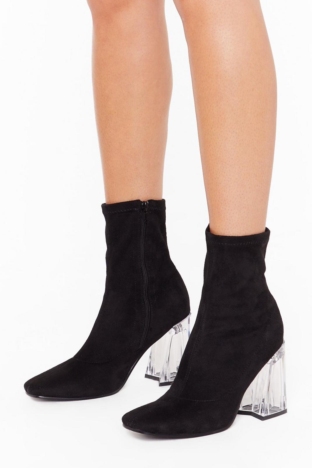 In the Clear Faux Suede Sock Boots image number 1