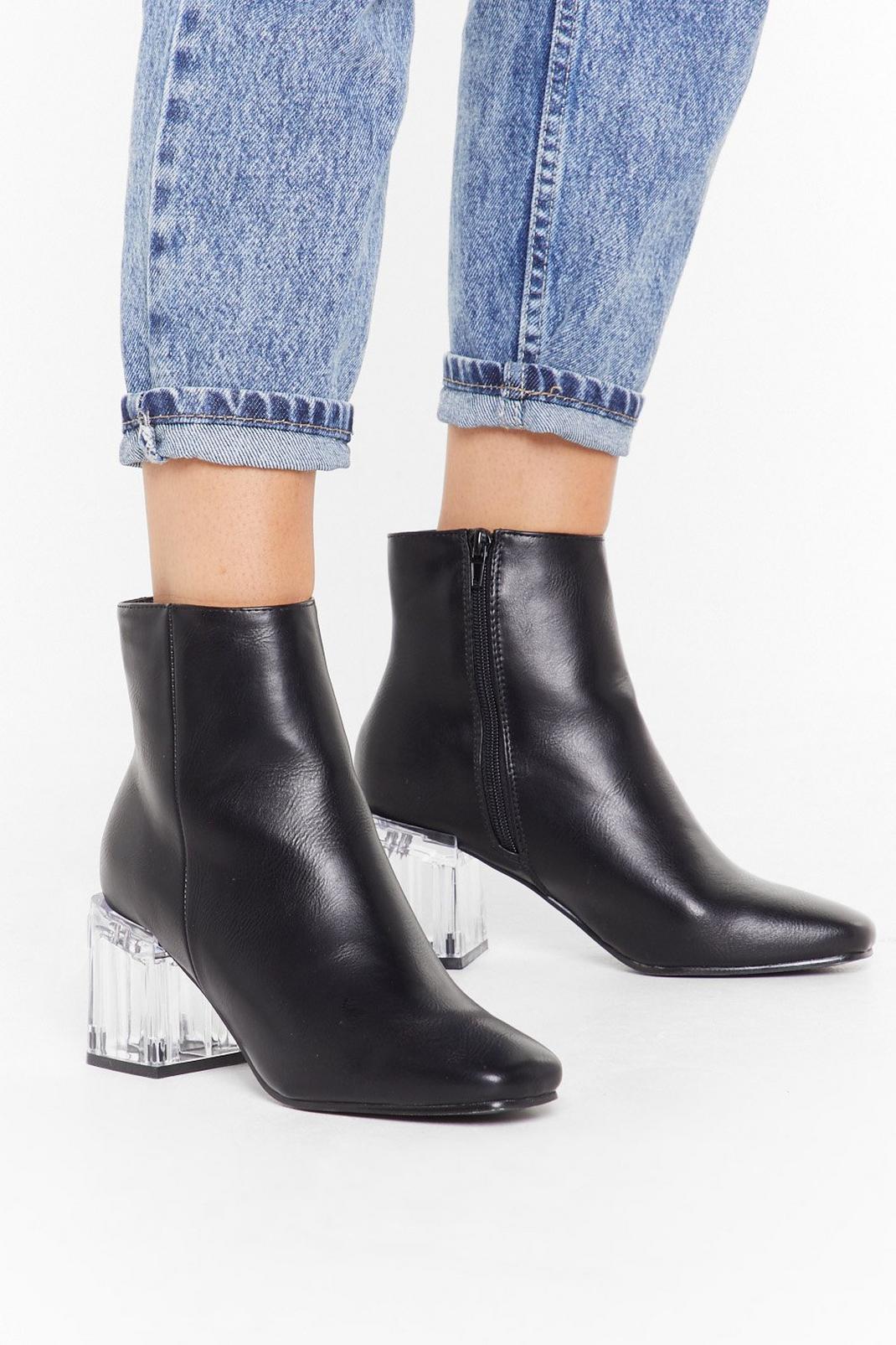 Nothing to Clear Faux Leather Ankle Boots image number 1