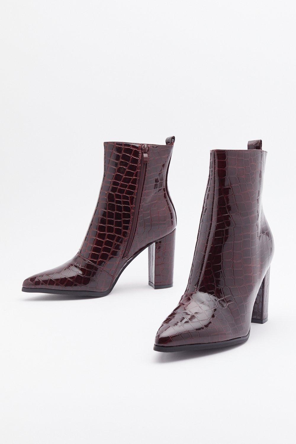 Faux croc ankle boots shop