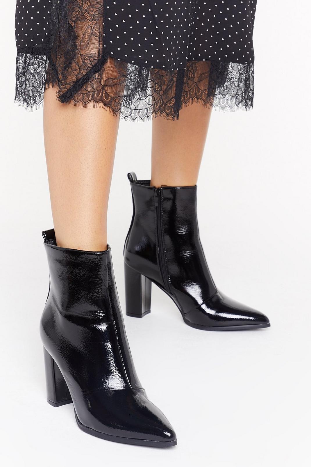 No Point to Prove Patent Faux Leather Boots image number 1