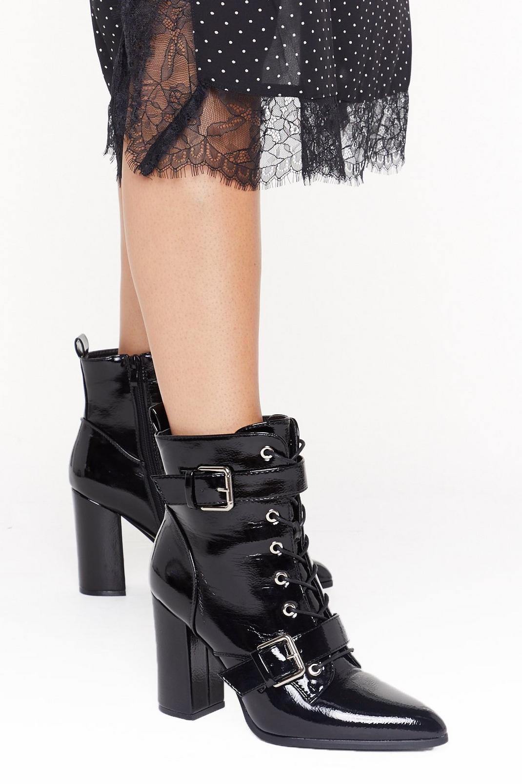 Temperature Rise Faux Patent Leather Heeled Boots image number 1