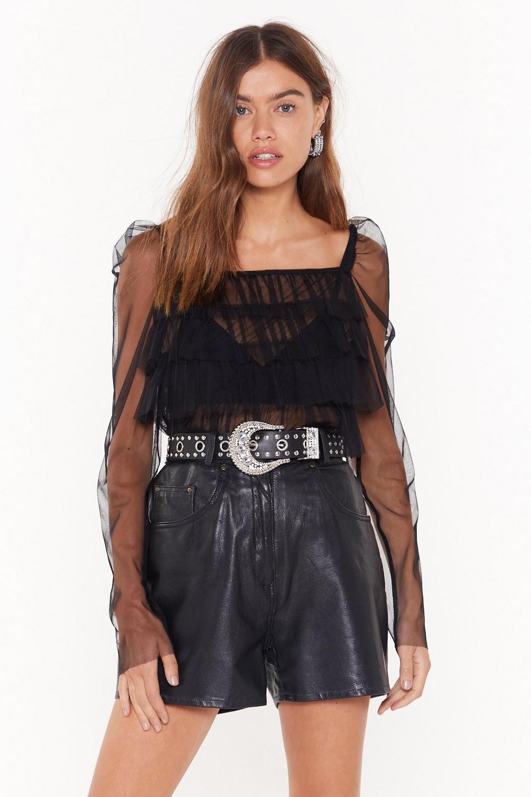 Ruffled Voices Mesh Square Neck Top image number 1