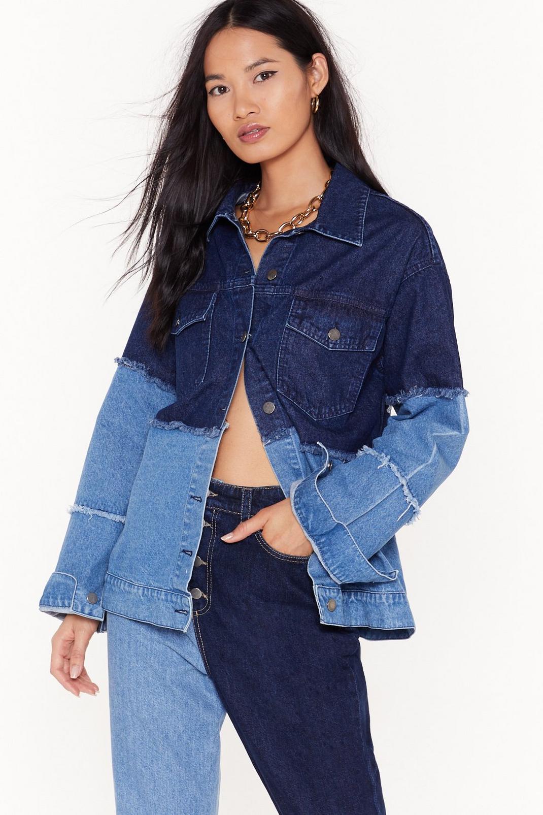 Two Tone Distressed Denim Jacket | Nasty Gal