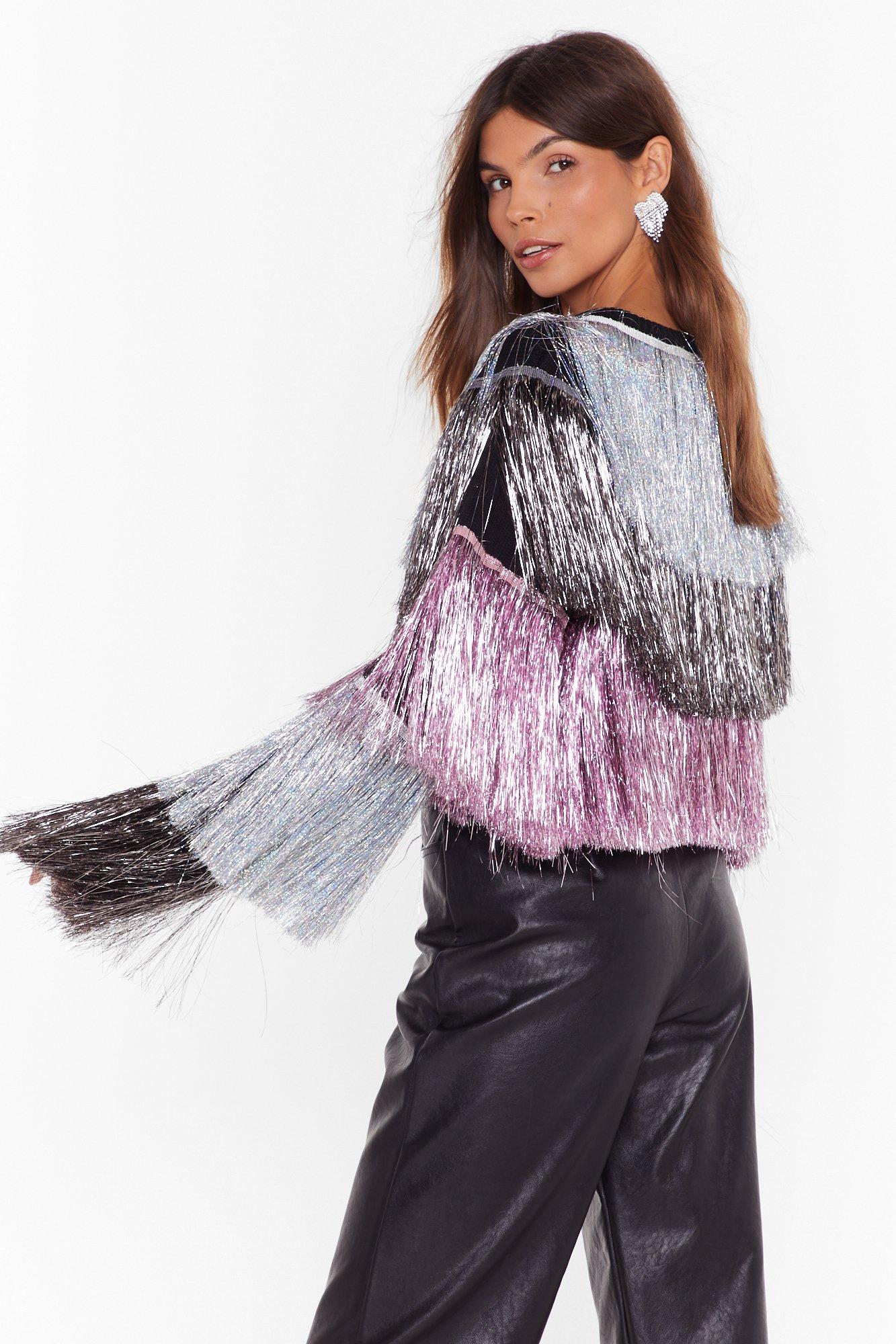 Nasty gal party hot sale crasher fringe jacket