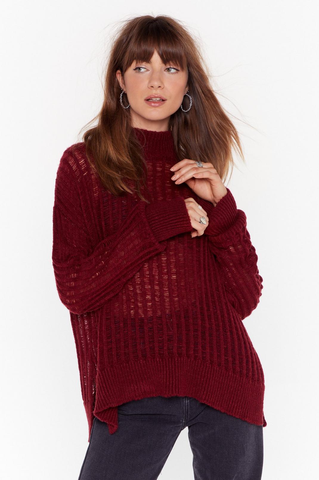 Climb the Ladder Knitted High Neck Jumper image number 1