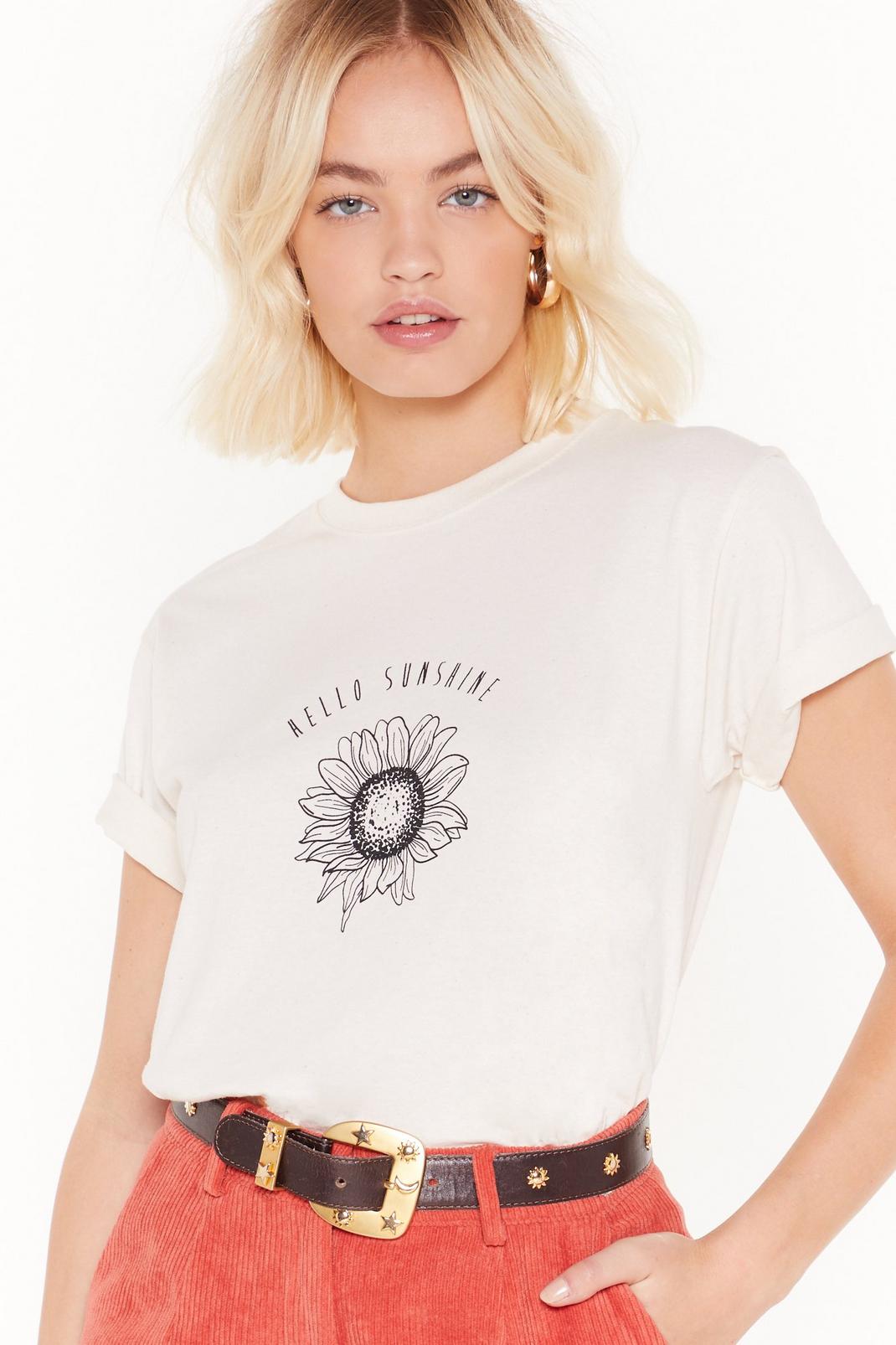 T-shirt à impression et slogan Hello Sunshine image number 1