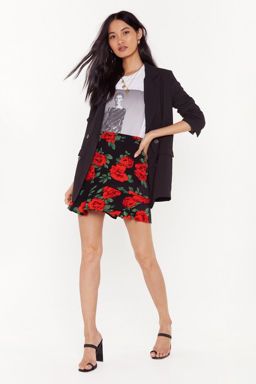Hit 'Em With Your Best Rose Floral Mini Skirt image number 1