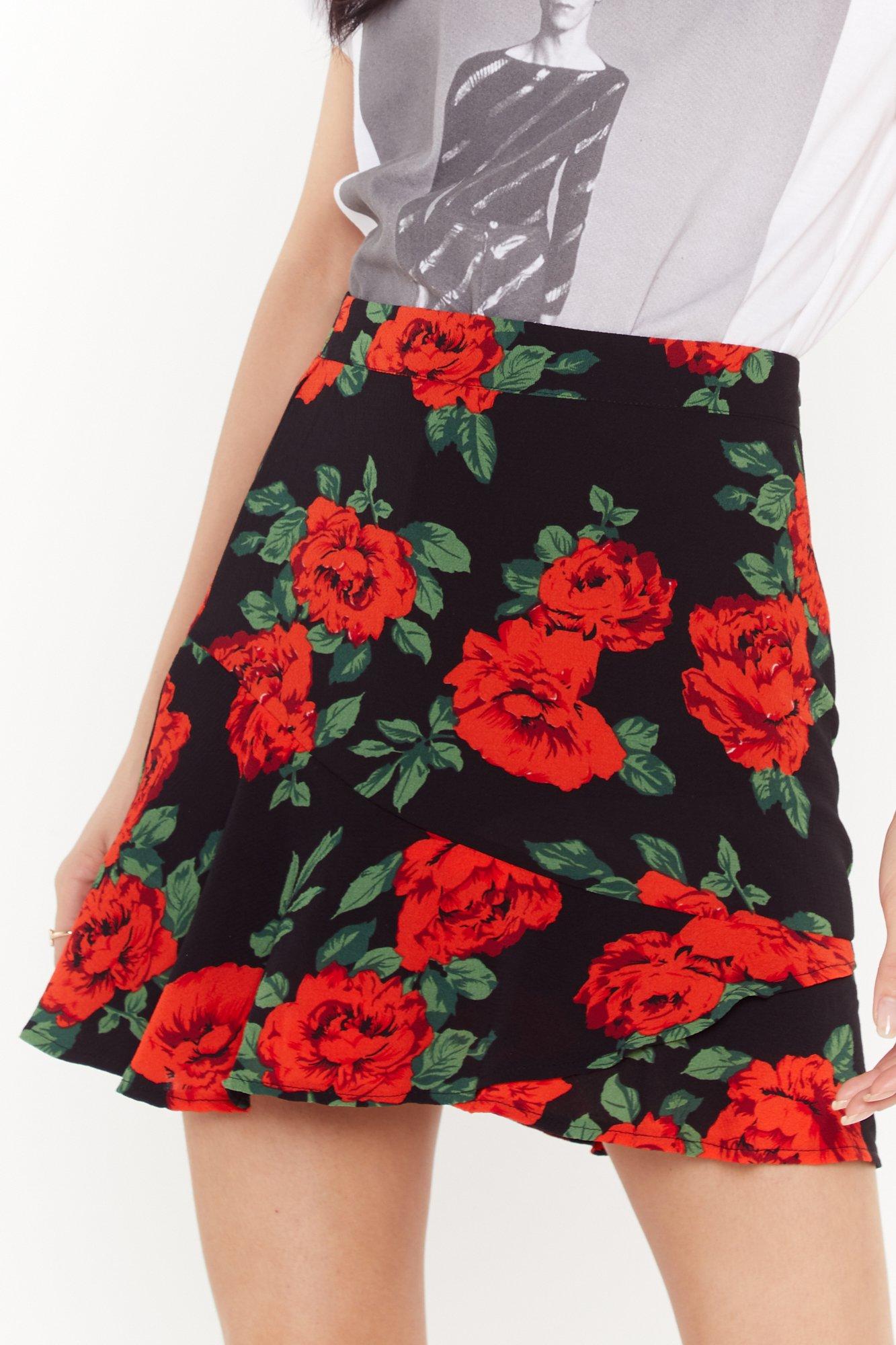 Rose floral jacquard mini skirt sales