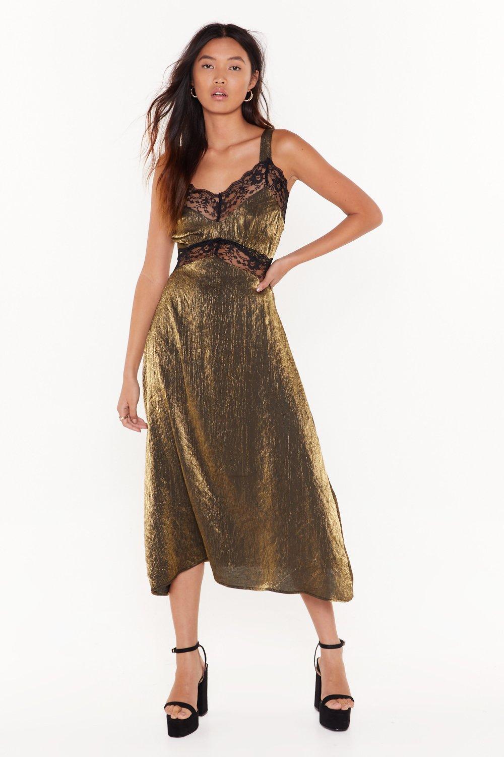 metallic dress midi