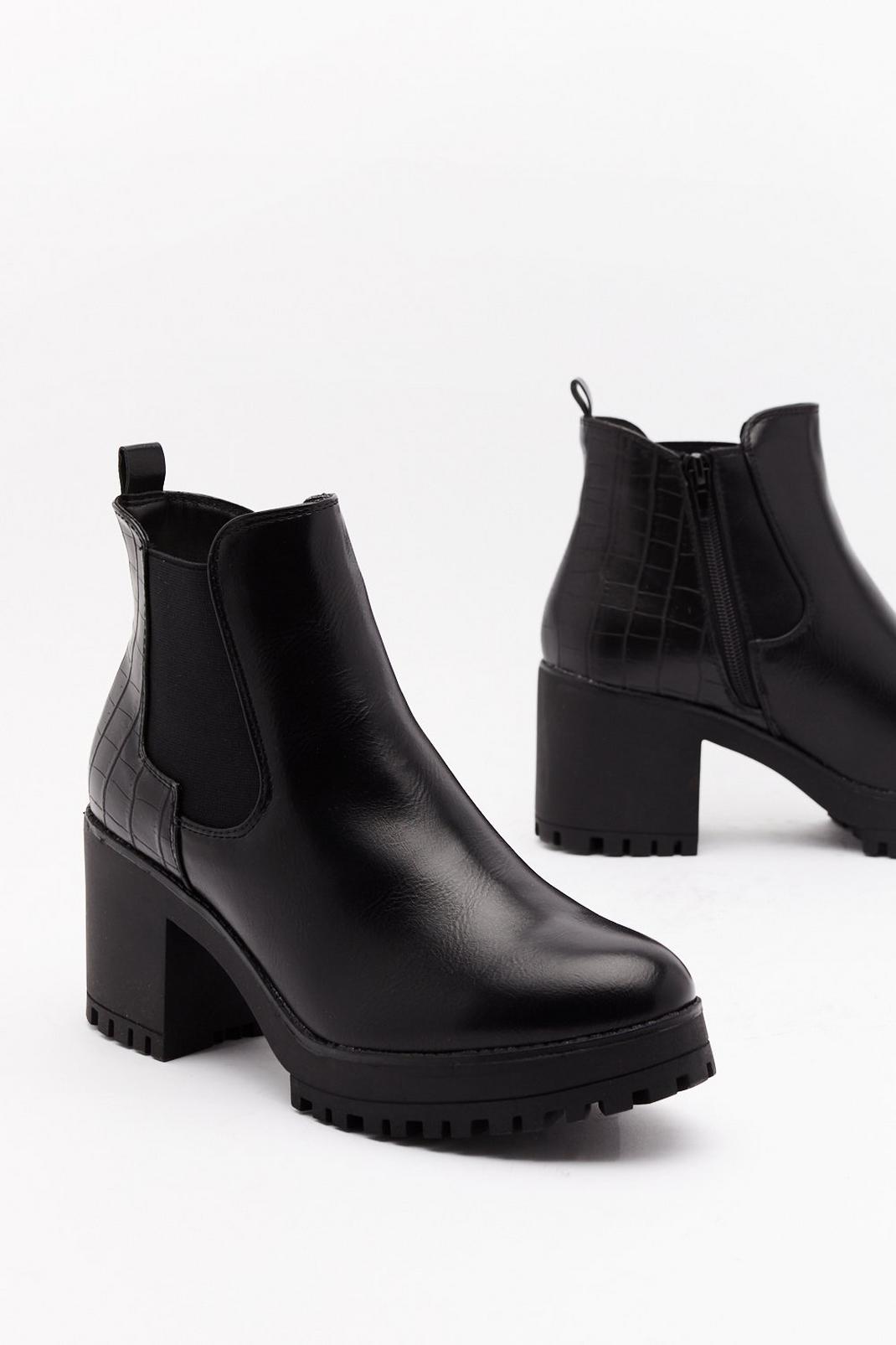 105 Croc Faux Leather Heeled Chelsea Boots image number 2