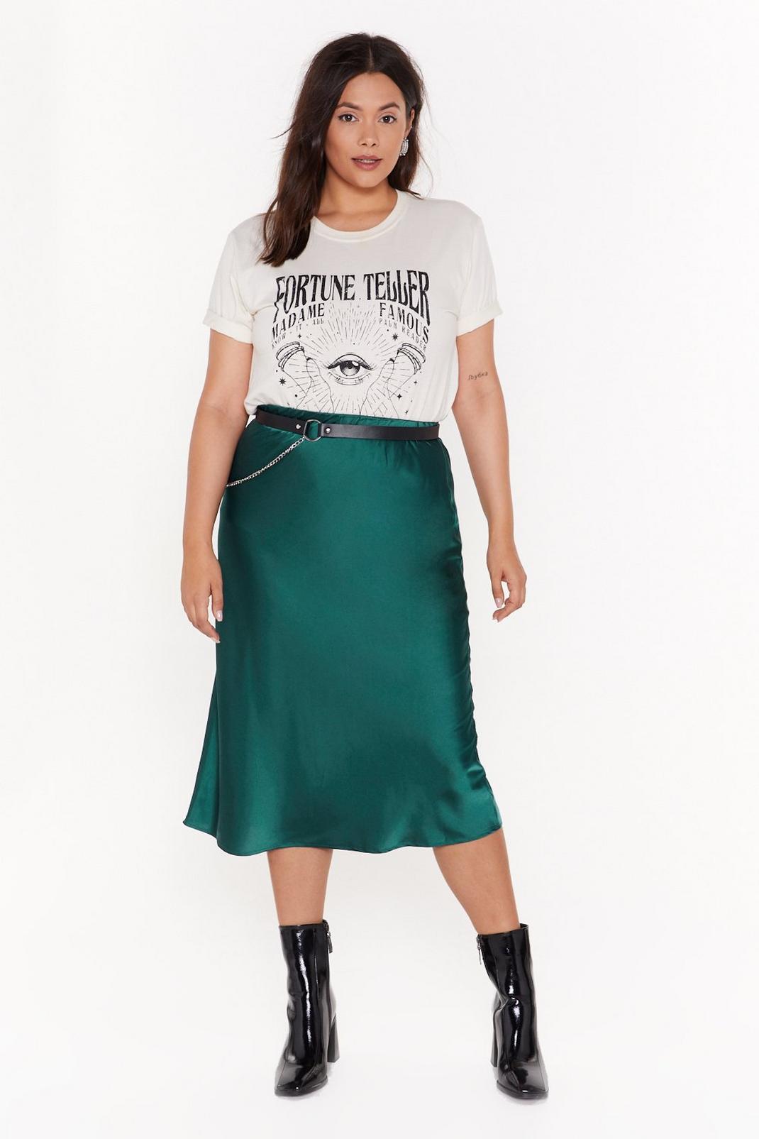 Just My Type Plus Satin Midi Skirt image number 1